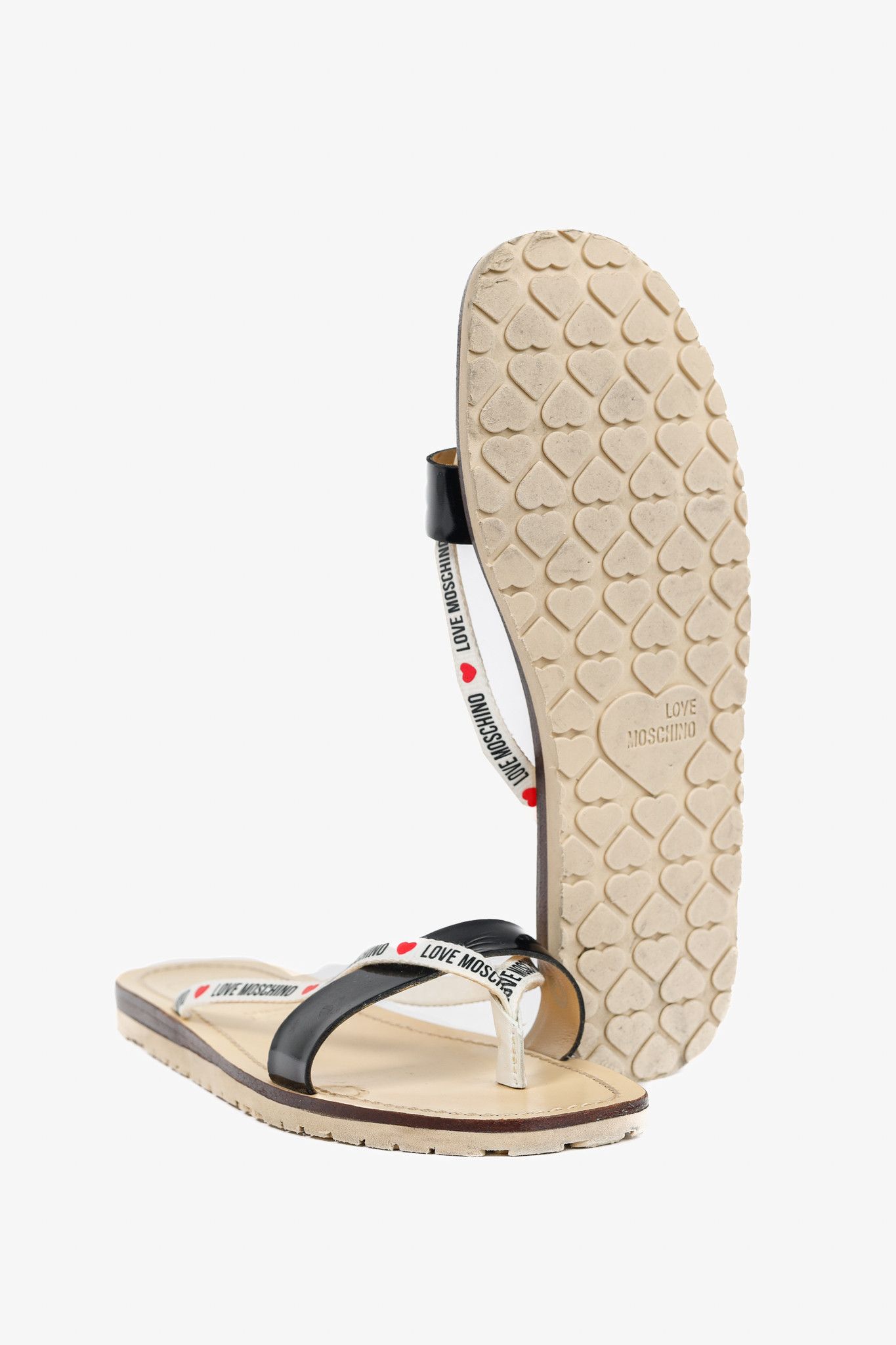 Love Moschino Love Moschino Black PVC Logo-Strap Thong Sandals Size US 8.5 / IT 38.5 - 5 Thumbnail
