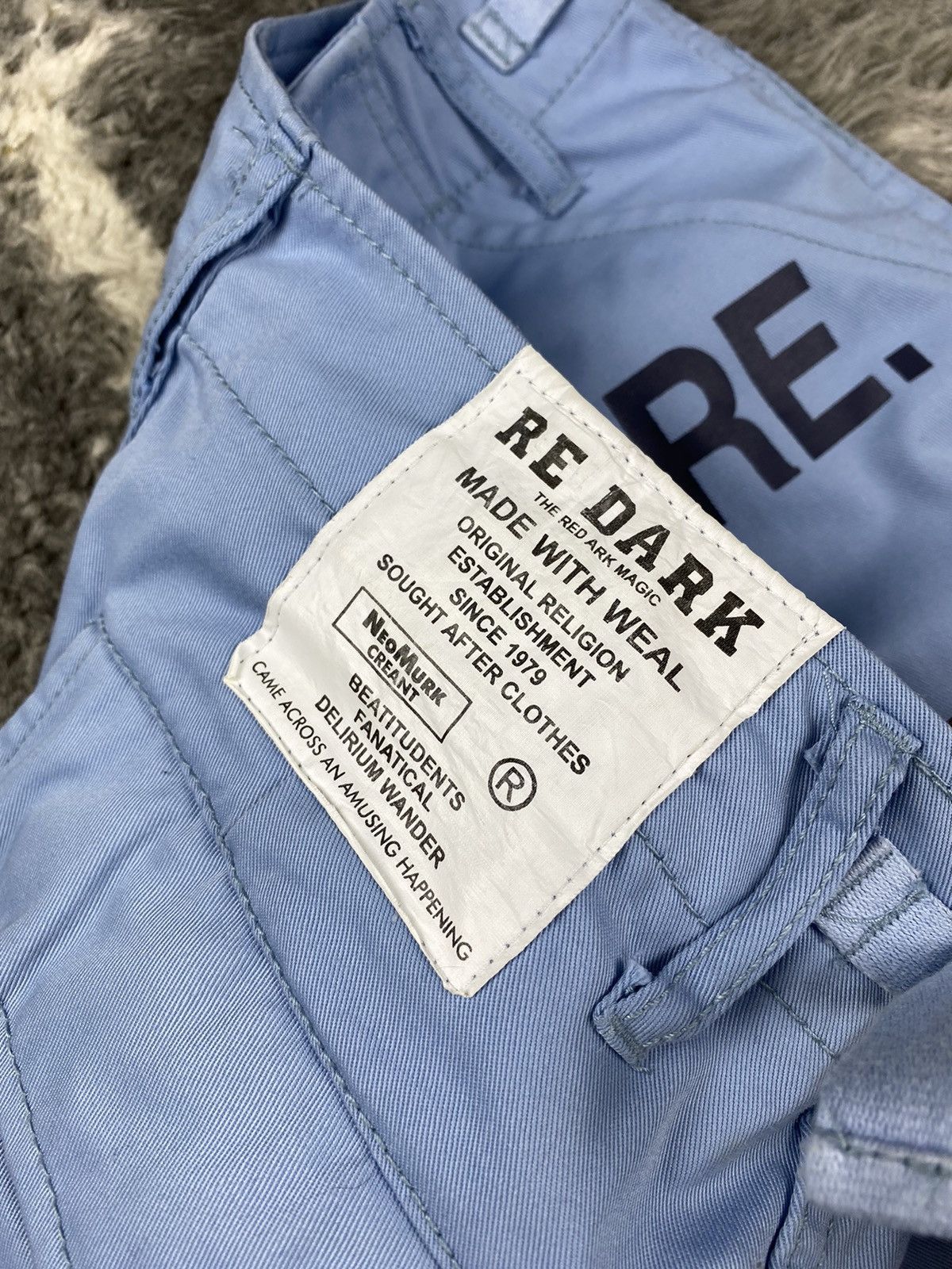 If Six Was Nine × Japanese Brand 🌟ACT CHIVE LURE🌟Spell Out RARE Color Baby Blue Cargo Pant Size US 29 - 12 Thumbnail