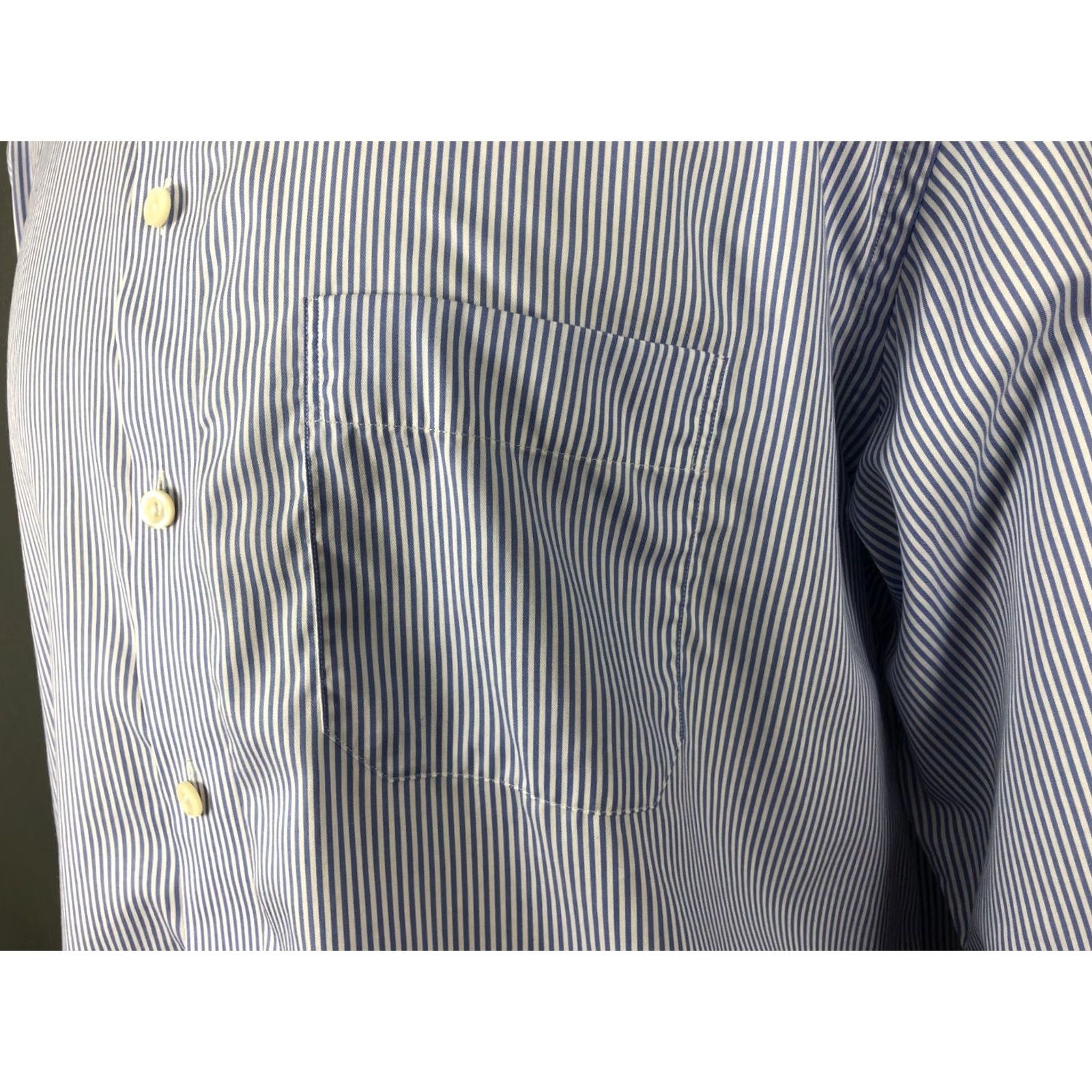 Eton ETON Shirt Button-Up Mens Size 45 White Striped Cotton Size US XL / EU 56 / 4 - 7 Thumbnail