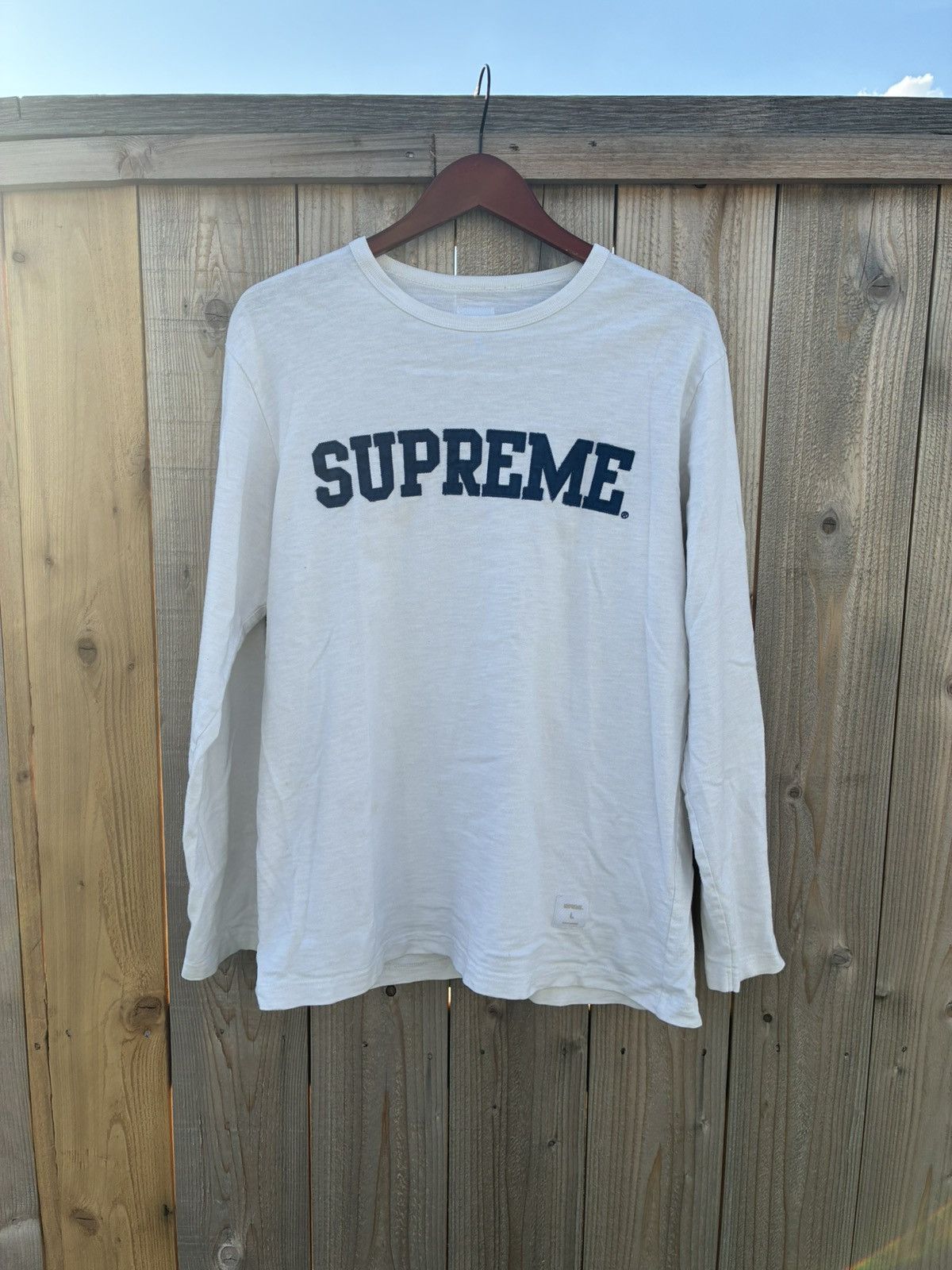 Supreme Supreme 99 L/S Football Top FTP Large White Blue | Grailed