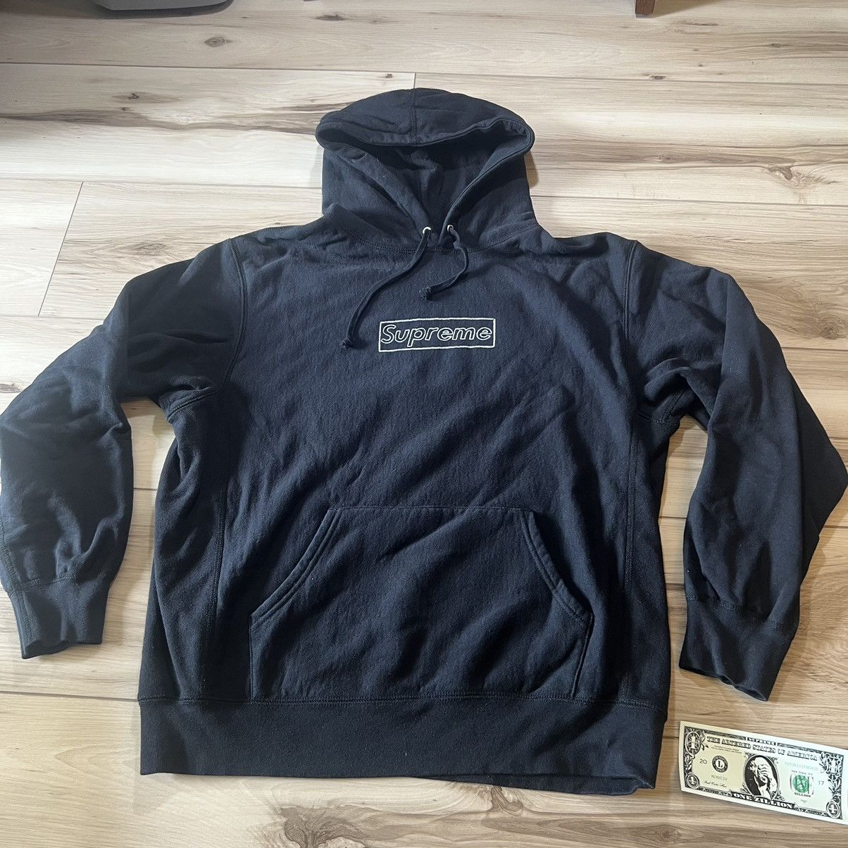 image of Supreme Kaws Box Logo Hooded Sweatshirt Black Ss21, Men's (Size Medium)