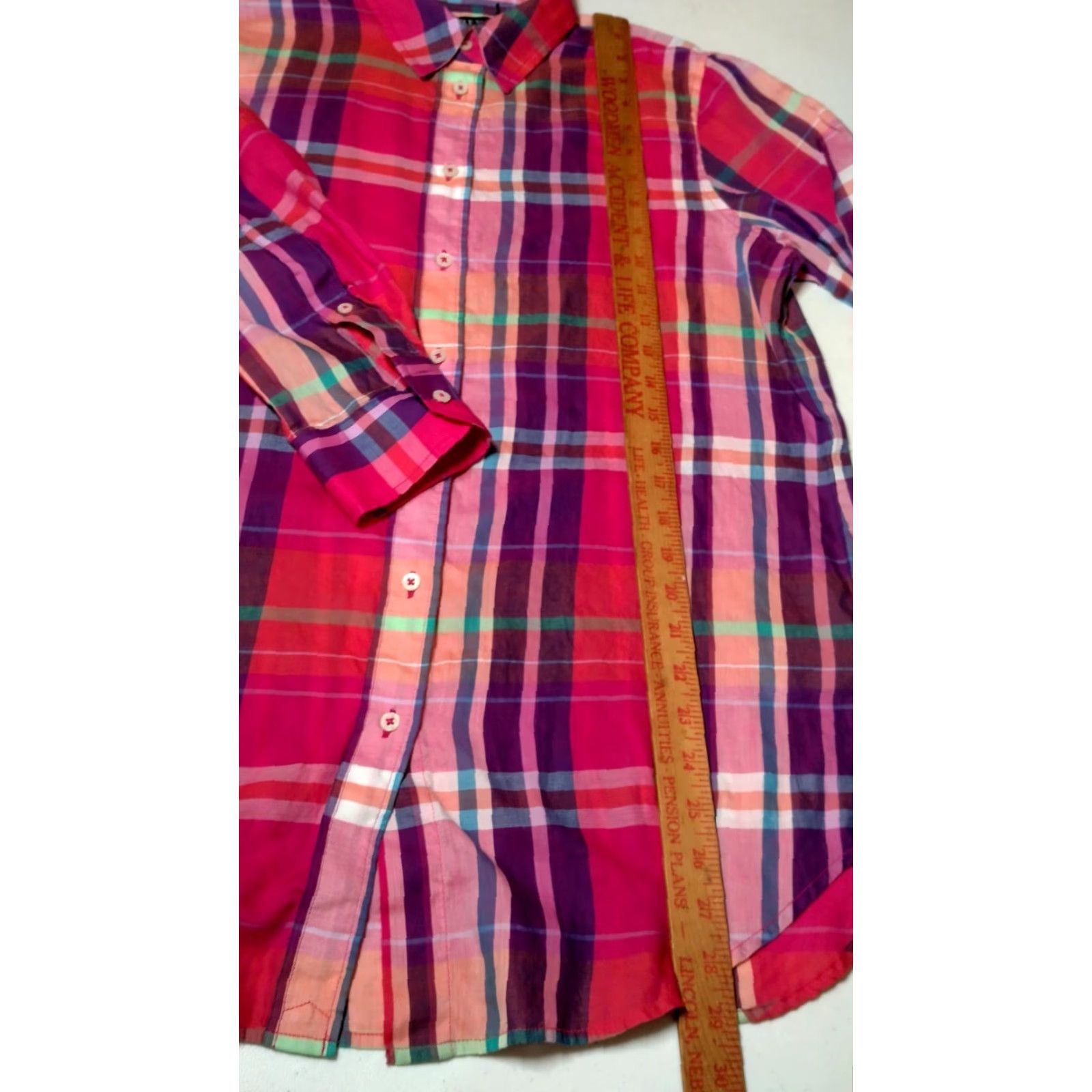Ralph Lauren Lauren Ralph Lauren Blouse Shirt Women M Roll Tab Sleeve Purple Plaid Size M / US 6-8 / IT 42-44 - 4 Thumbnail
