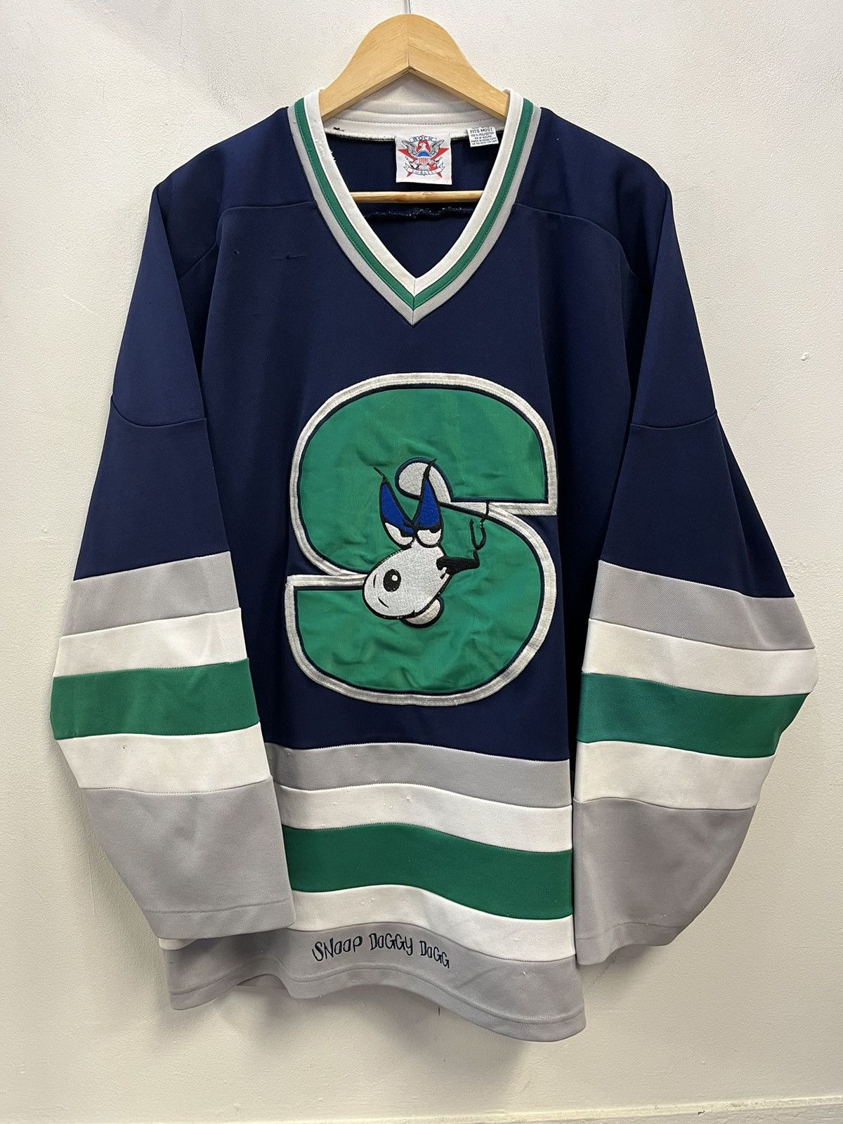 Image of Rap Tees x Snoop Dogg Vintage Snoop Dogg Hockey Jersey in Navy, Men's (Size XL)