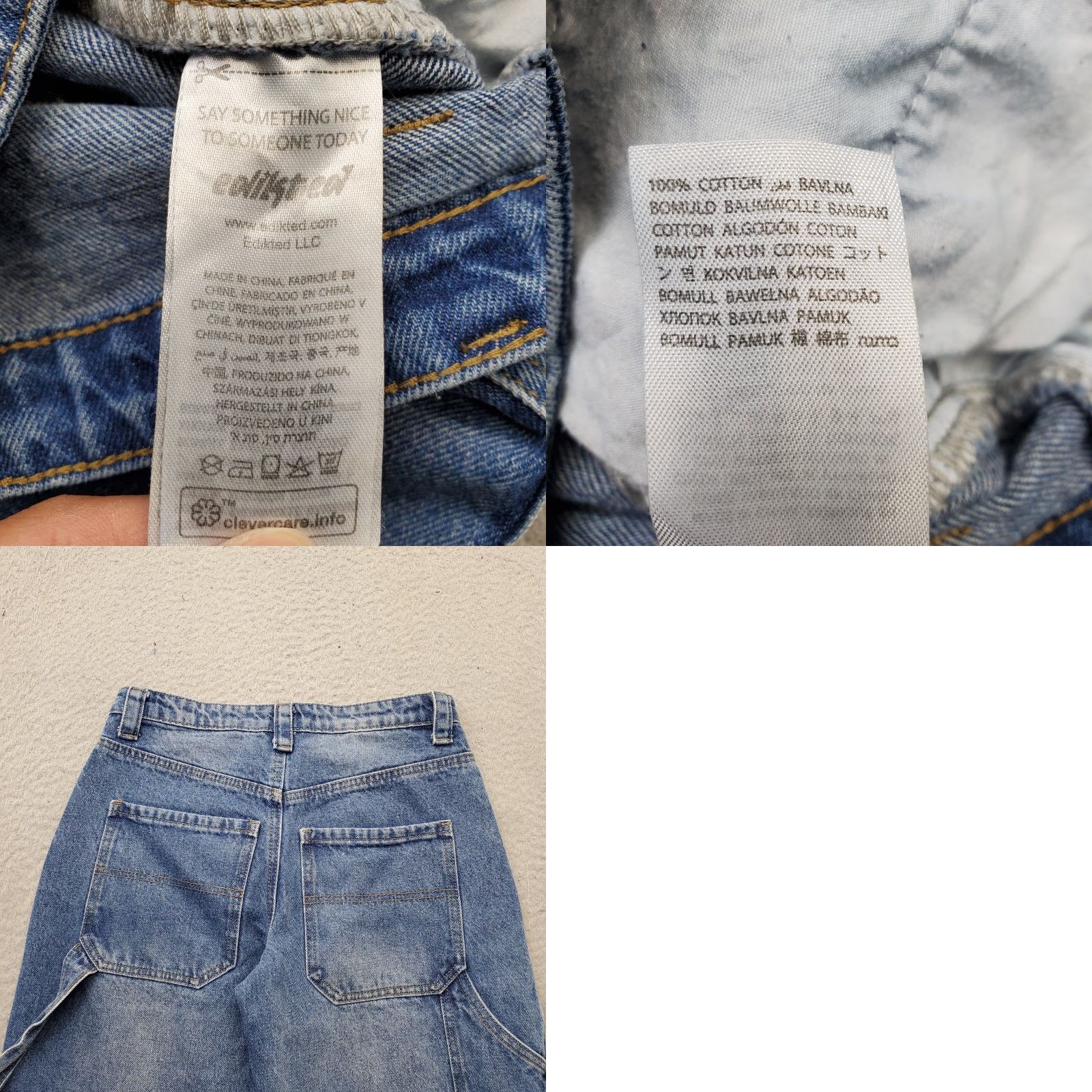 Vintage Edikted Womens Jeans Baggy Blue Denim Faded Medium Wash Carpenter XS 28" Inseam 30.25" 5-Pocket Regular Size 26" / US 2 / IT 38 - 8 Thumbnail