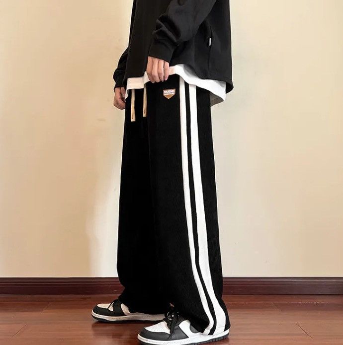 Japanese Brand Black Color Baggy Striped Sweatpants Size US 34 / EU 50 - 6 Thumbnail