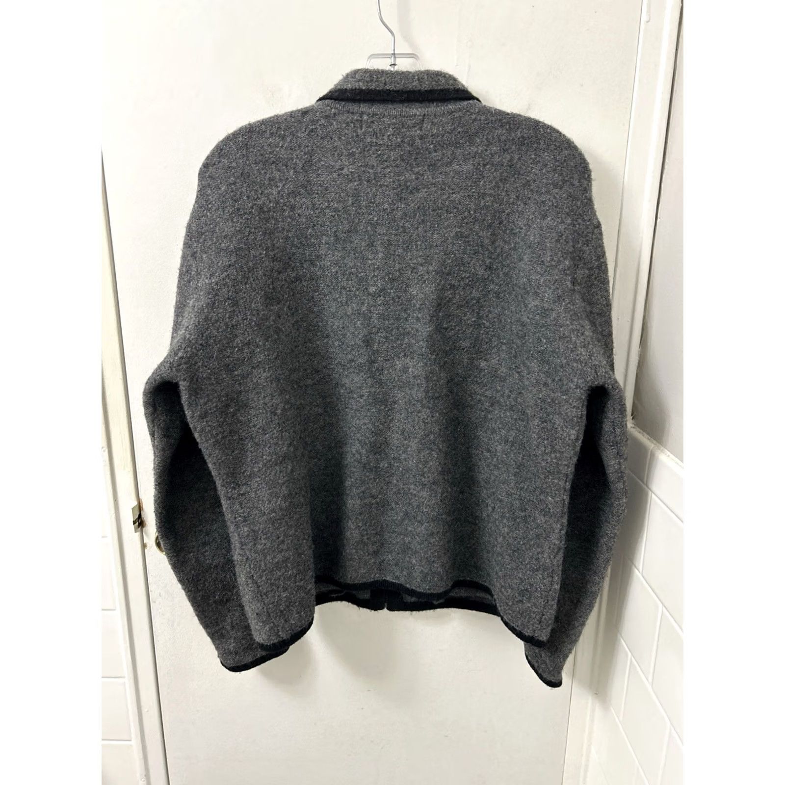 Vintage VINTAGE Herman Geist Cardigan Sweater Womens L Gray 100% Wool Full Zip Jacket Size L / US 10 / IT 46 - 6 Thumbnail