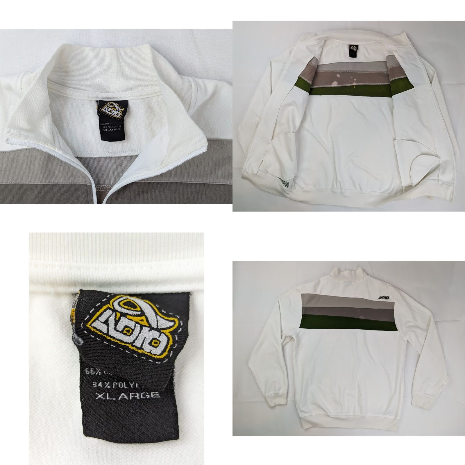 Vintage VINTAGE ADIO Skateboard Full Zip Sweater Men XL White Green Heavyweight Streetwear 90s Mens XL Size US XL / EU 56 / 4 - 8 Thumbnail