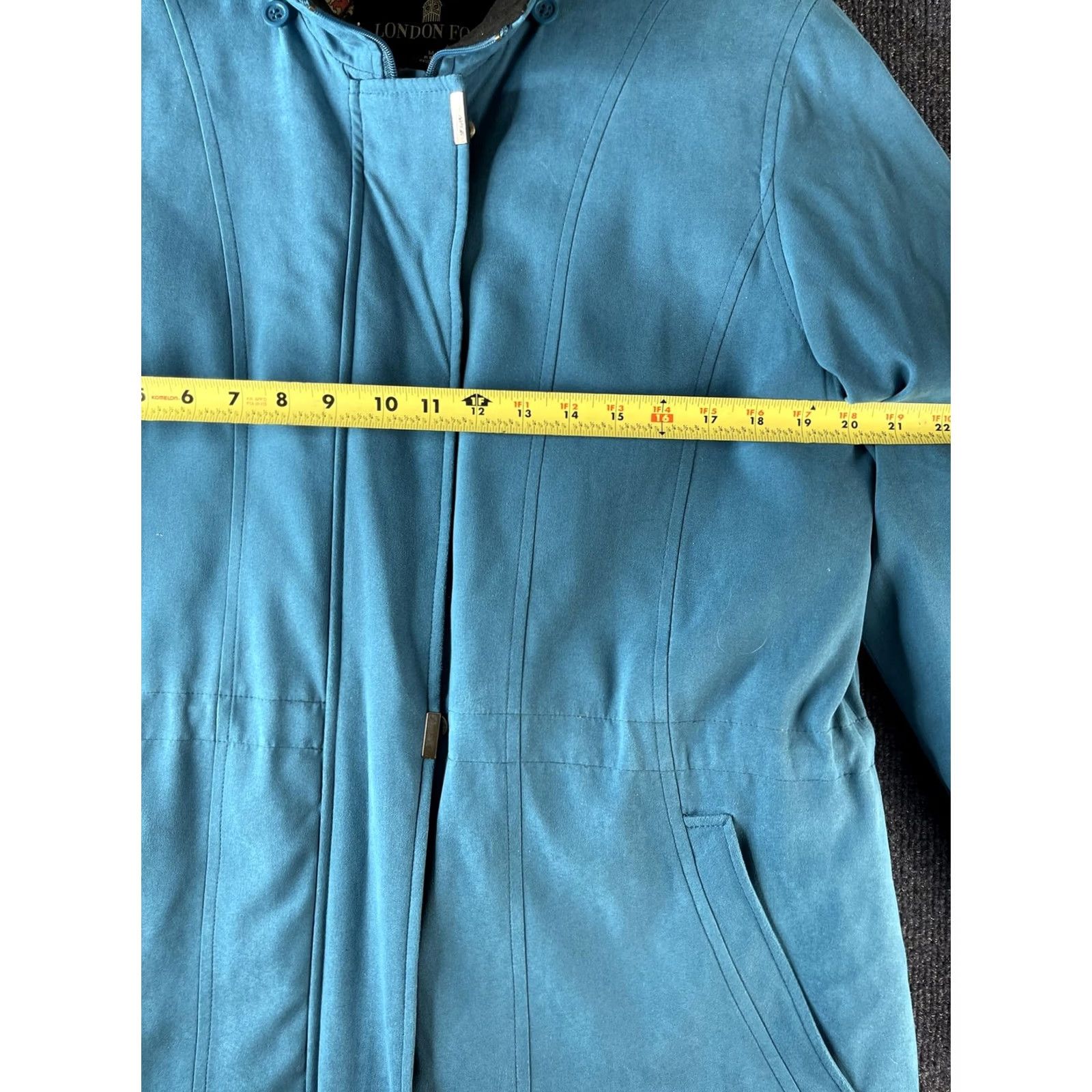 London Fog VINTAGE London Fog Coat Womens M Teal Blue Floral Lined Zip Front Pockets Mid-Length Winter Casual Mens Womens Boys Girls Size M / US 6-8 / IT 42-44 - 2 Thumbnail