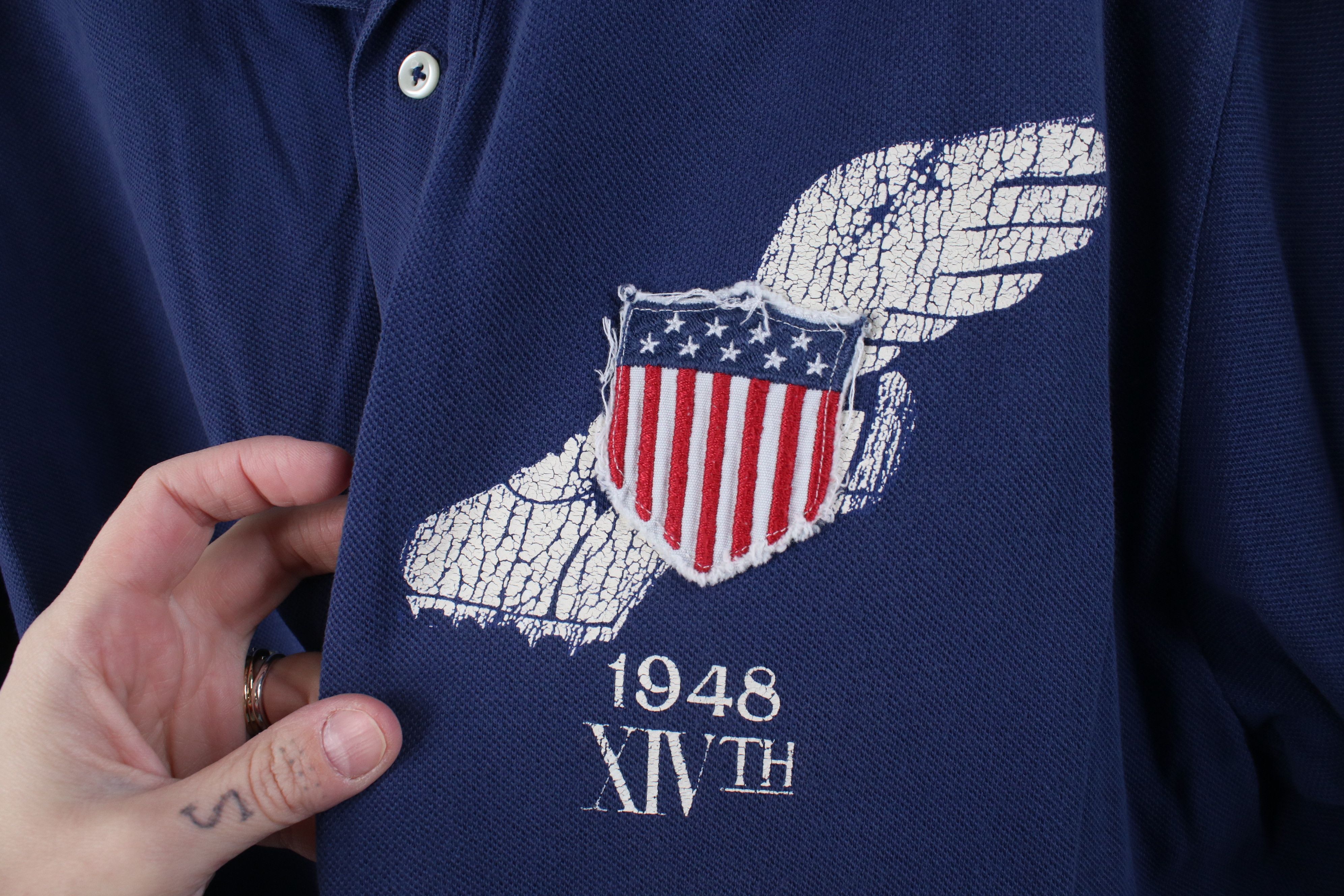 Polo Ralph Lauren Vintage 90s Y2K Ralph Lauren Track Shoe USA Crest Polo Size US XL / EU 56 / 4 - 4 Thumbnail