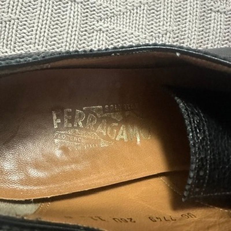 Salvatore Ferragamo Vintage Ferragamo black leather brogue oxfrod loafers Size US 11 / EU 44 - 9 Thumbnail