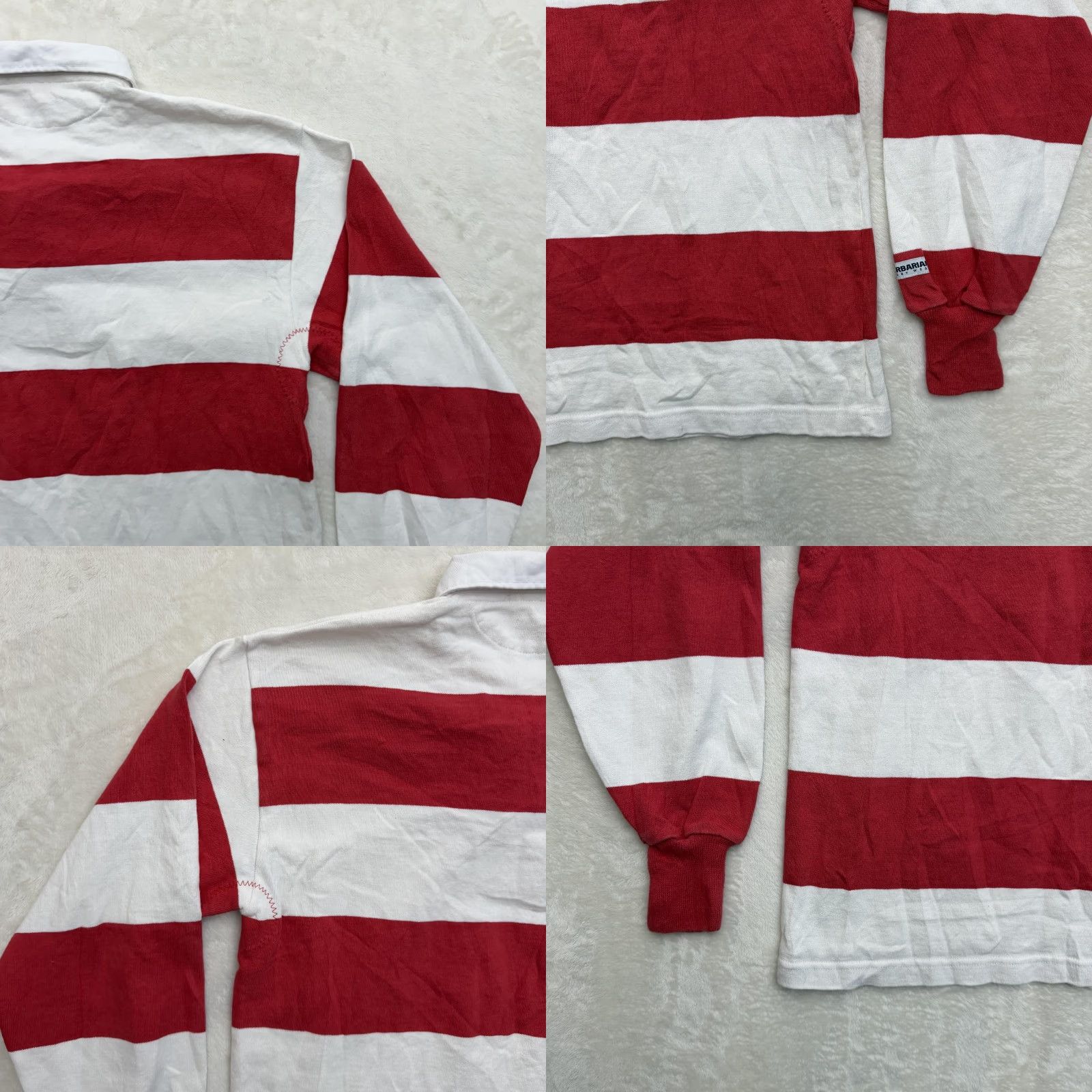 Barbarian Barbarian Rugby Polo Shirt Mens Small Red White Stripe Long Sleeve Cotton Canada Size US S / EU 44-46 / 1 - 9 Thumbnail