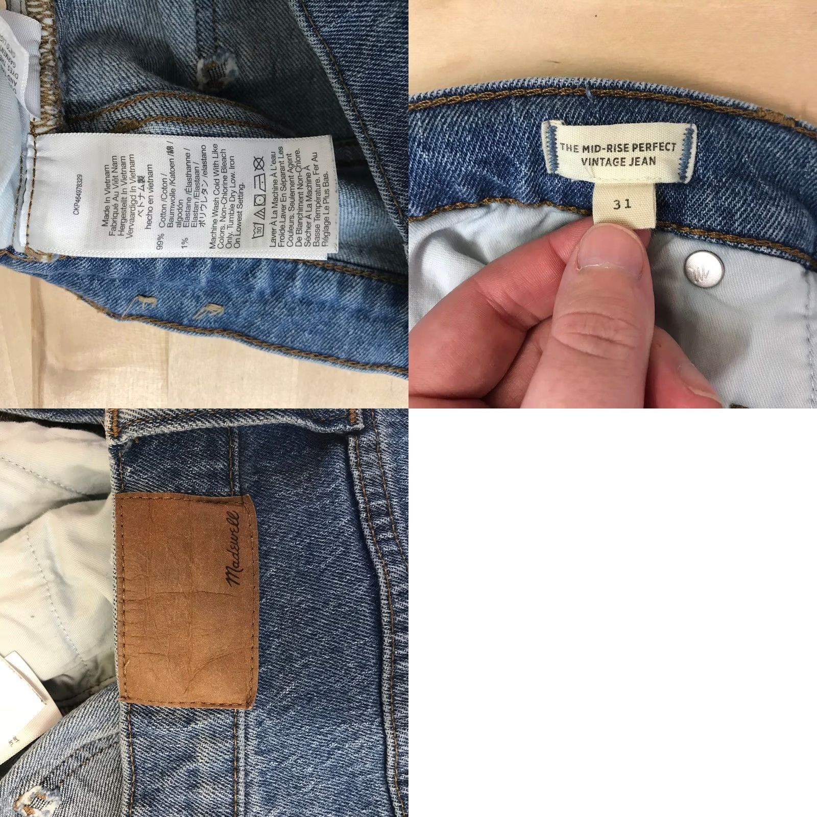 Madewell Madewell High Rise Straight Jeans Medium Wash Blue Raw Hem Size 31 Size 24" / US 00 / IT 34 - 8 Thumbnail