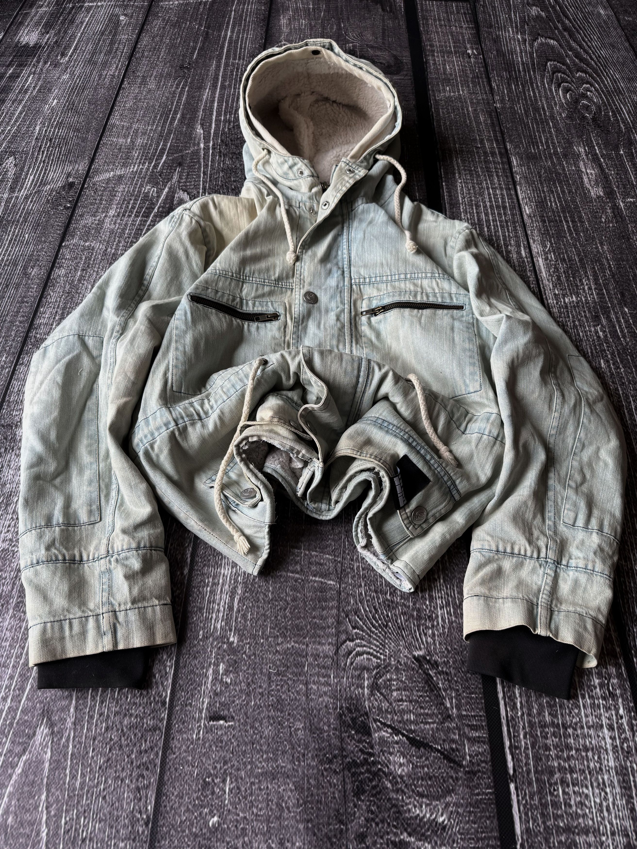 Vintage Sherpa Lined Hooded Jacket Beige Workwear Y2K Utility Coat Size US M / EU 48-50 / 2 - 1 Thumbnail