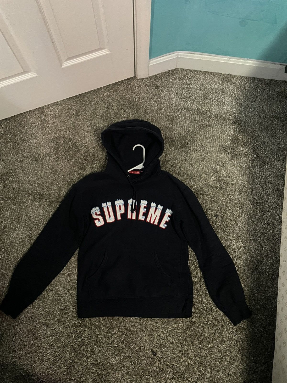 Supreme Navy Supreme Icy Arc Hooded Sweatshirt SIZE M Grailed