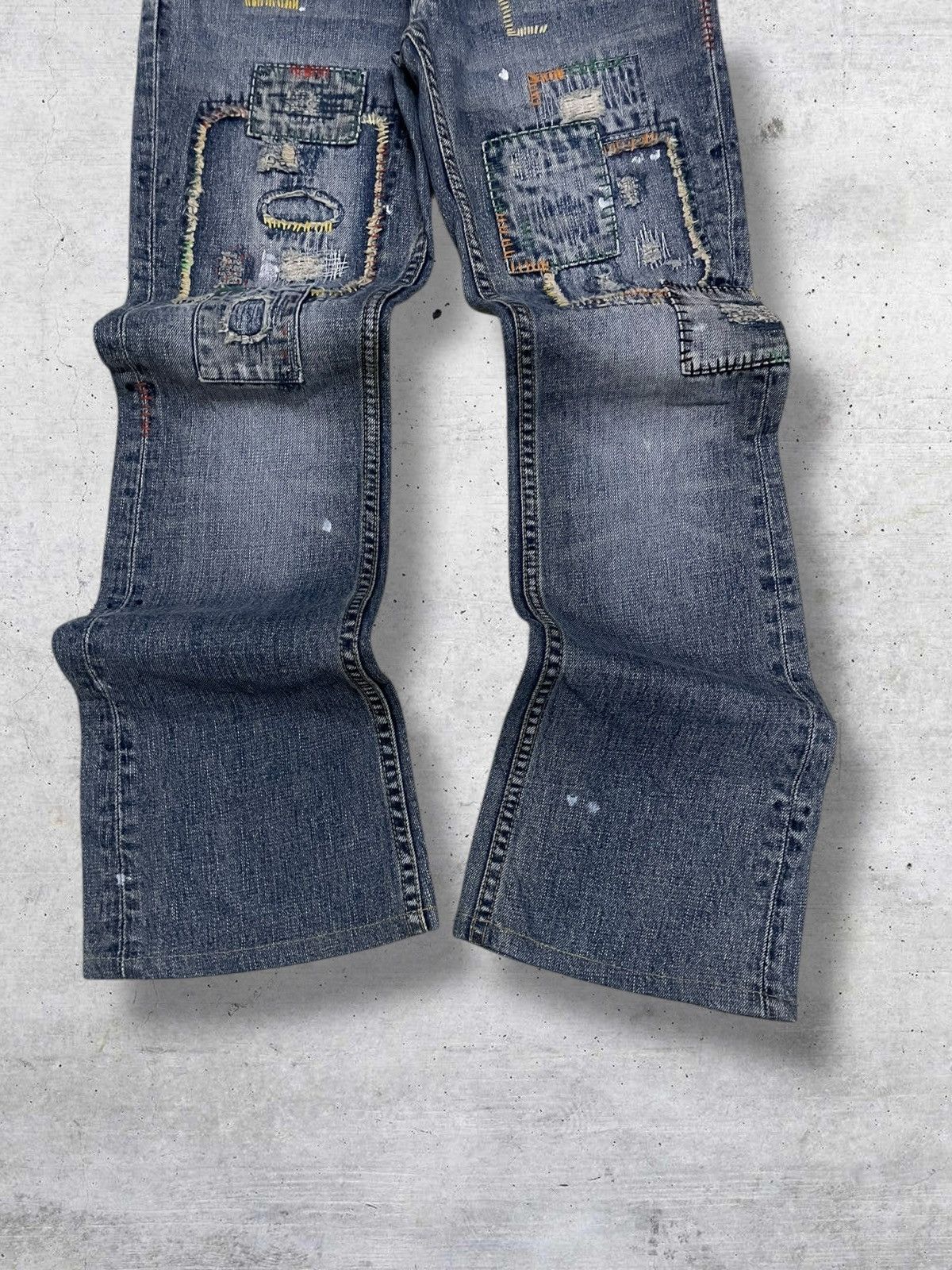 Hysteric Glamour VINTAGE BACK NUMBER JAPAN DESIGNER OG FLARED PATCHWORK DENIM Size US 30 / EU 46 - 3 Thumbnail