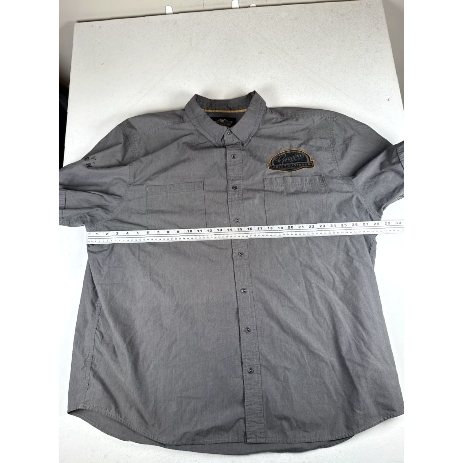 Harley Davidson Harley-Davidson Shirt 3XL Button-Up Pocket Black Gray Short Sleeve Button-Down Men Size US XXL / EU 58 / 5 - 4 Thumbnail
