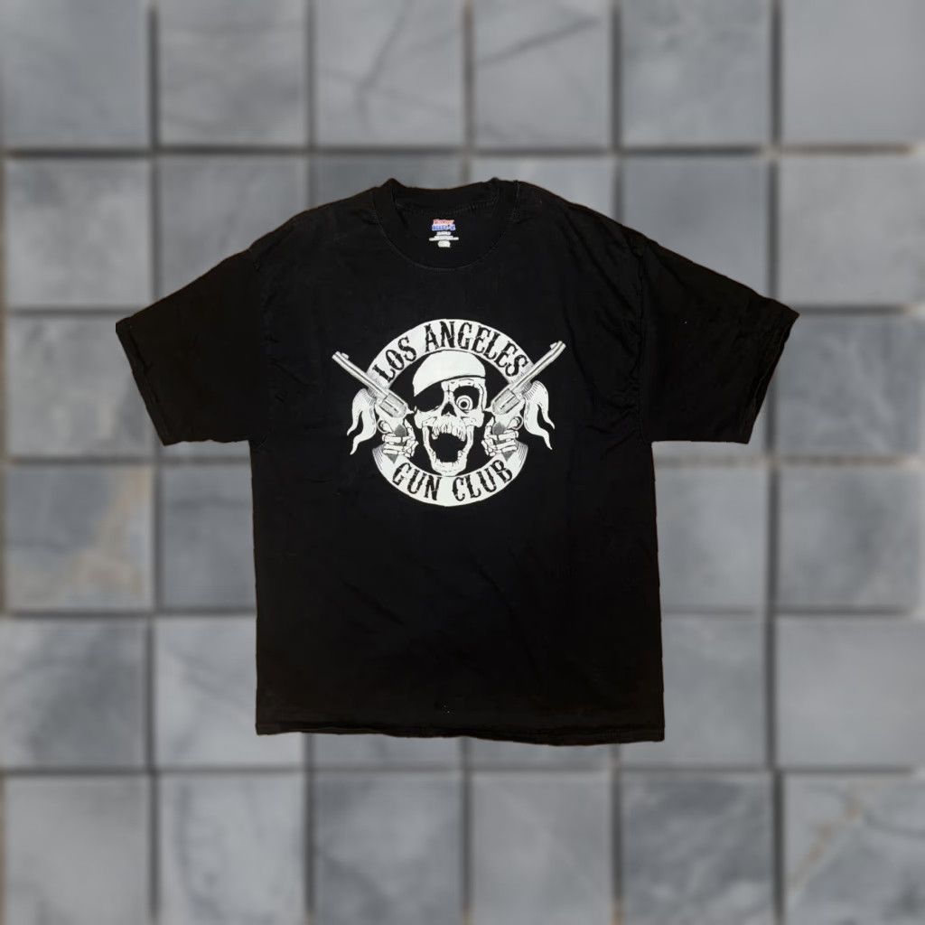 Hanes VINTAGE Los Angeles Gun Club Graphic T-Shirt Hanes Black XL Mens Shirt 90s Streetwear Skulls Guns Beefy 21x29 Size US XL / EU 56 / 4 - 1 Thumbnail