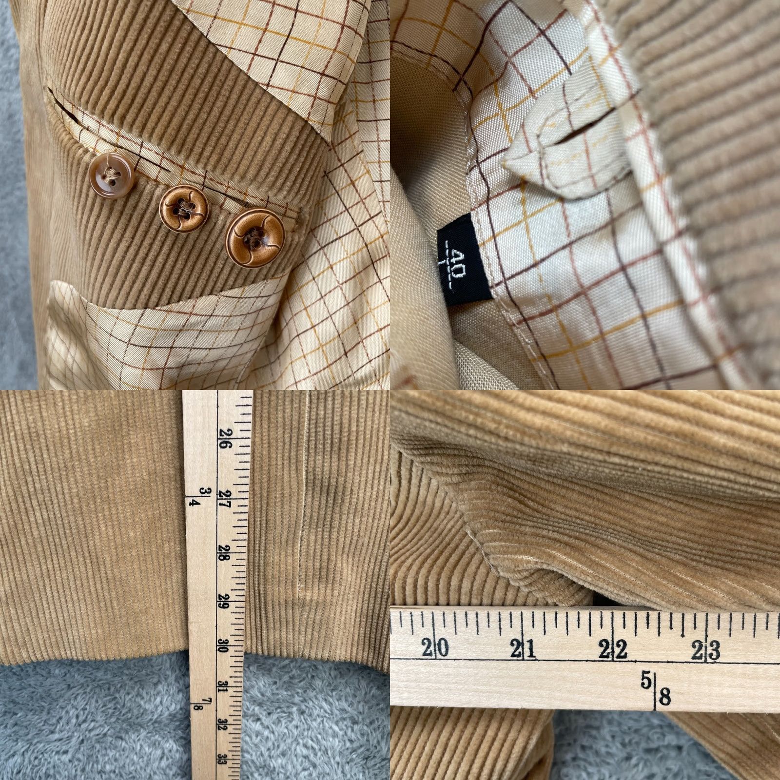 Vintage VINTAGE Corduroy Blazer Jacket Mens 40 Brown Notch Lapel Three-Button Double-Vented Single-Breasted Classic Retro Academia Size 40R - 8 Thumbnail
