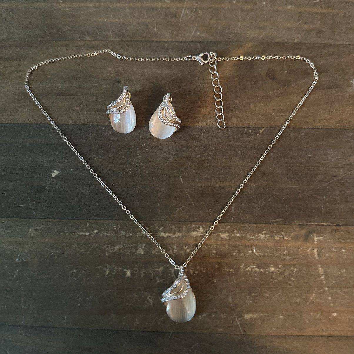 Other Gold citrine & crystal teardrop pendant necklace & earrings Size ONE SIZE - 2 Thumbnail