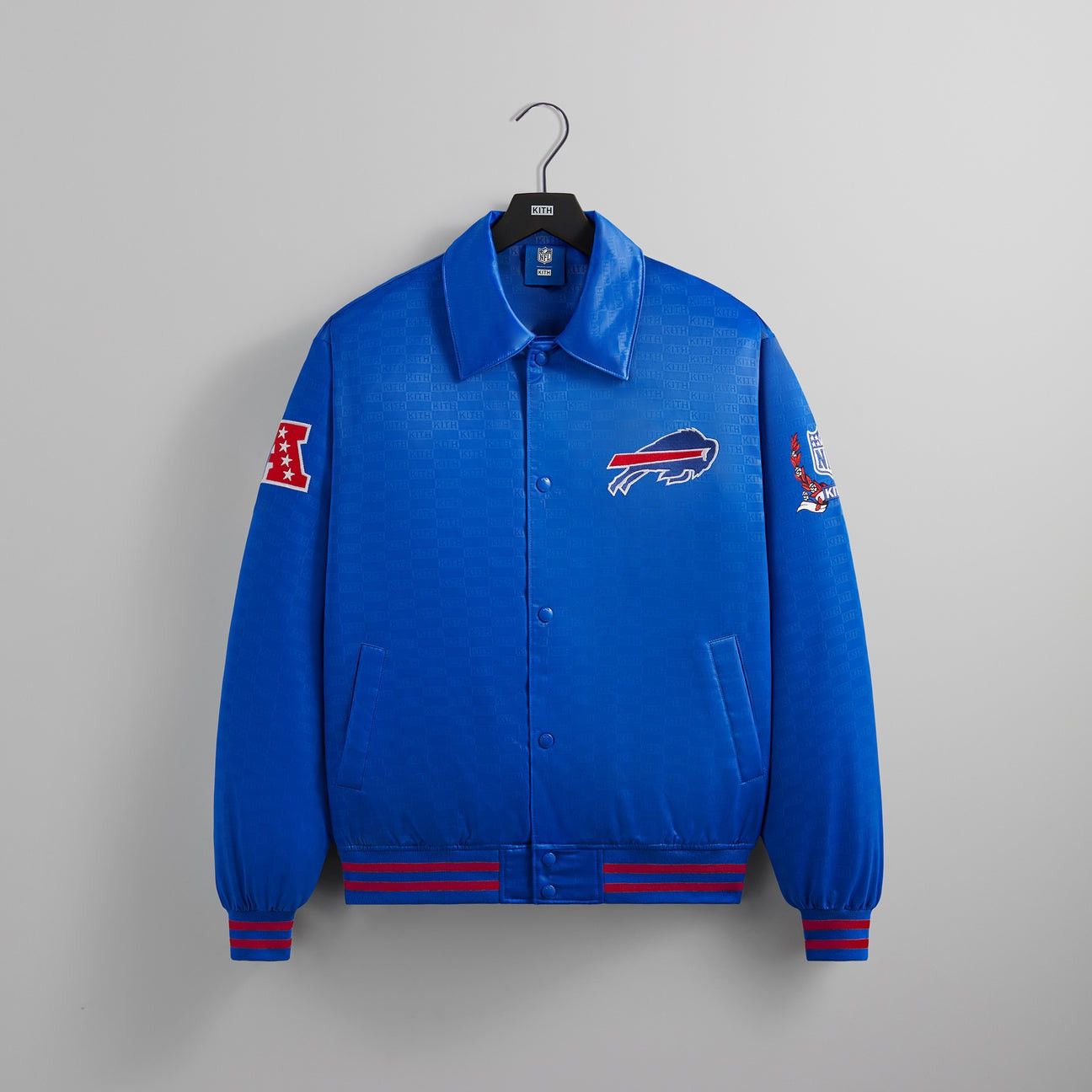 image of Kith x Nfl Bills Satin Bomber Jacket in Blue, Men's (Size XL)