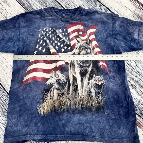 The Mountain Vintage The Mountain American Flag & Wolf Tie Dye T-Shirt Size US XL / EU 56 / 4 - 6 Thumbnail
