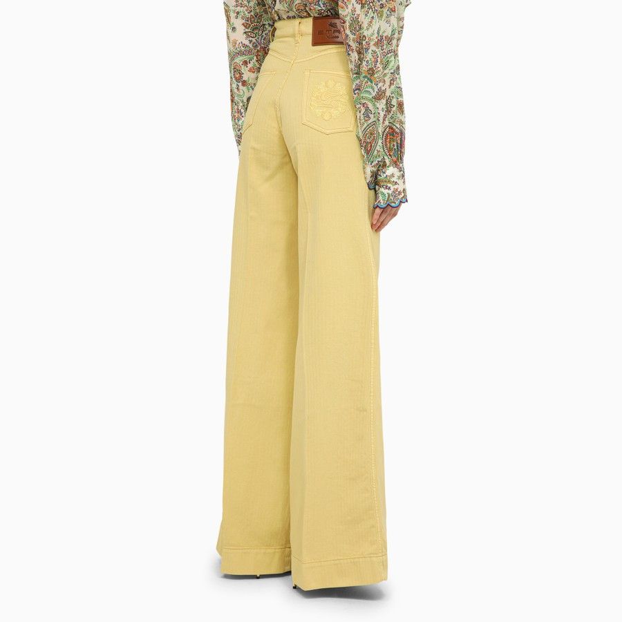 Etro o1d2blof0824 Denim Flared Trousers in Yellow Size 29" - 4 Thumbnail