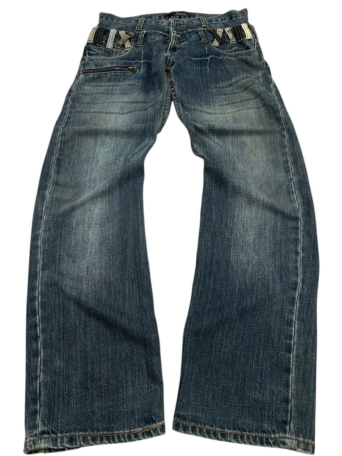 Le Grande Bleu (L.G.B.) Vintage Dominate Double Waist Mud Washed Whisker Clawn Mark Size US 33 - 1 Thumbnail