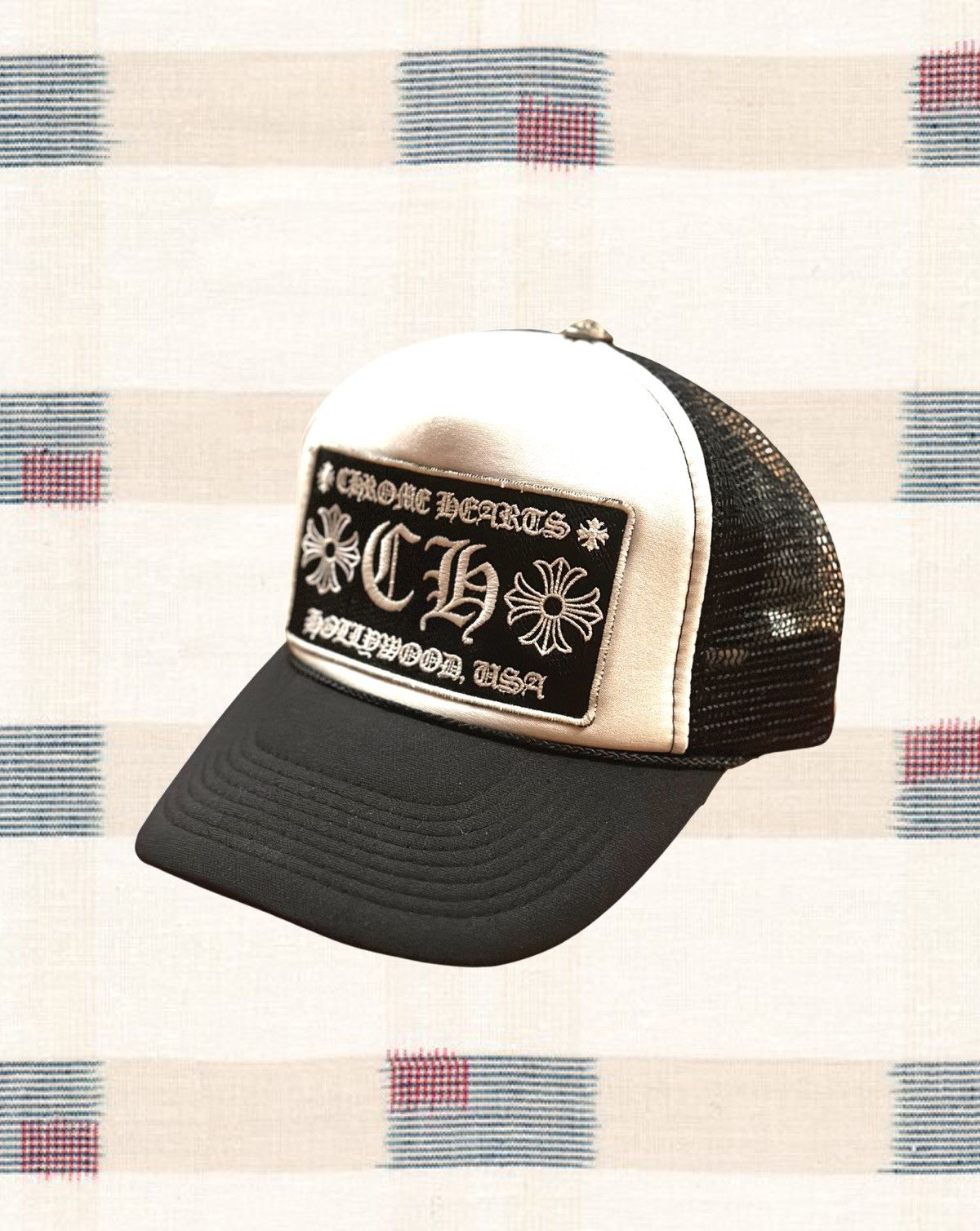image of + Chrome Hearts Vintage Otto Patch Trucker + in Black White, Men's