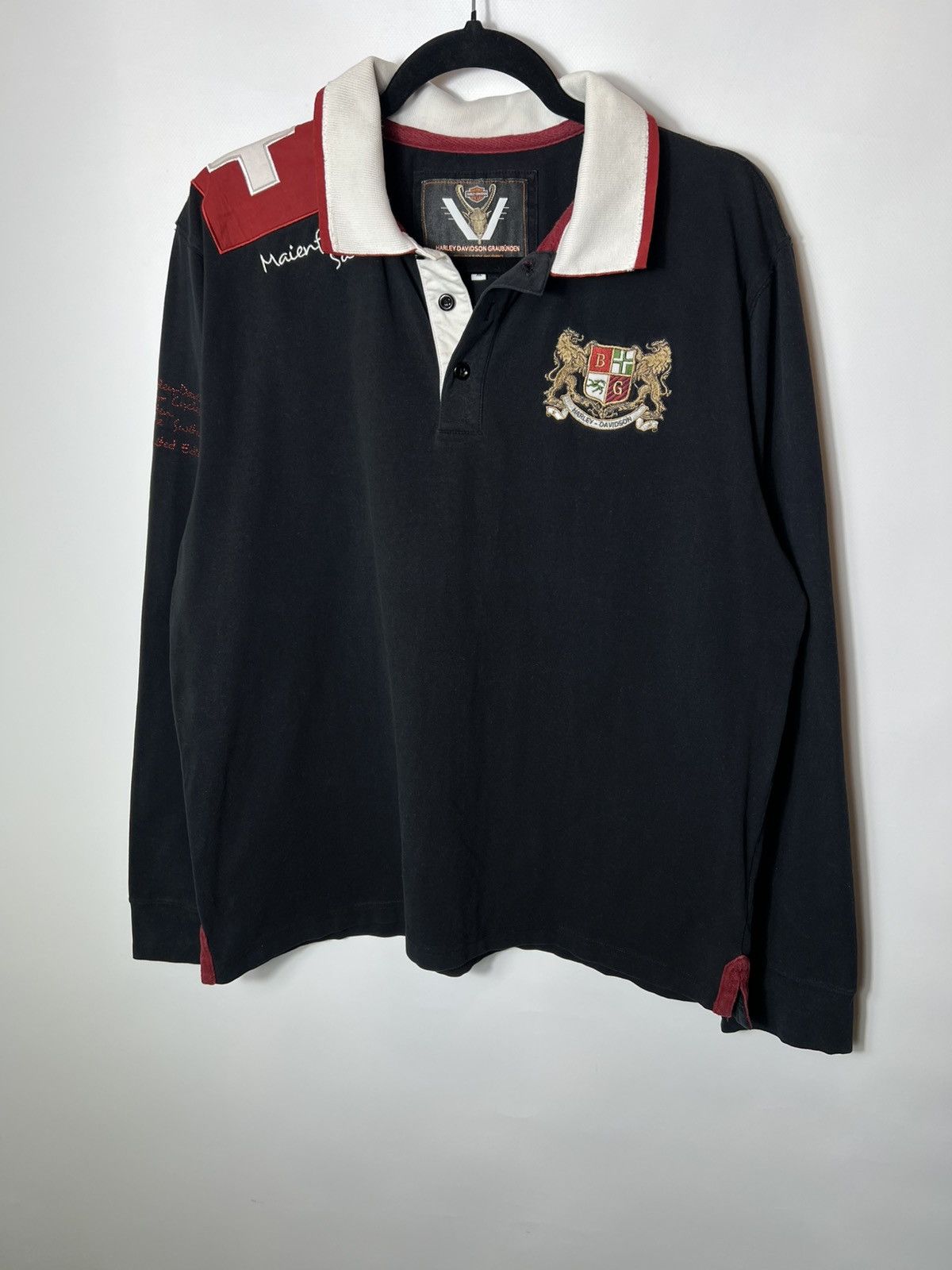 Harley Davidson Vintage y2k racing Harley Davidson Bunderbike Rugby Jumper Size US XL / EU 56 / 4 - 1 Thumbnail