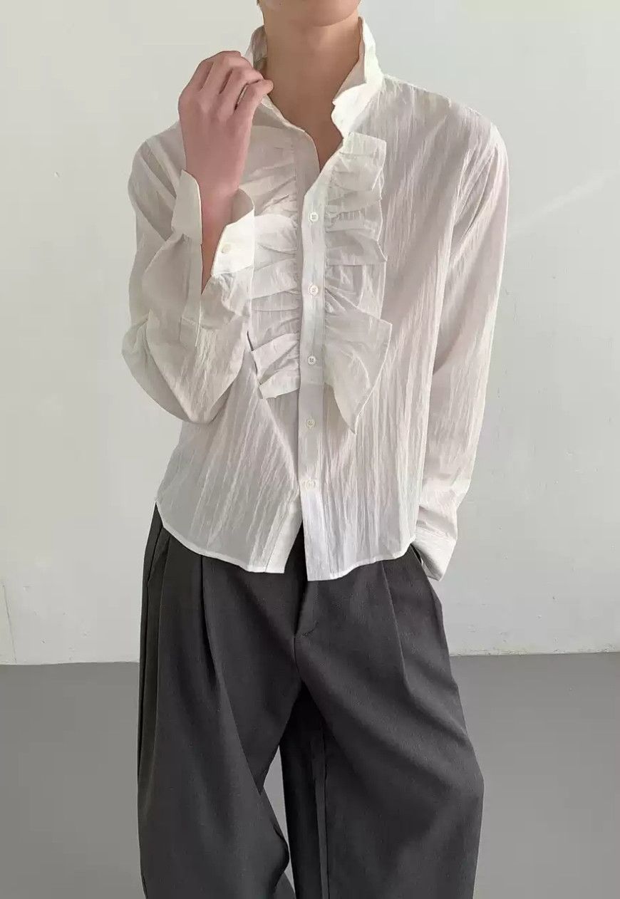 Other Men's Ruffled Button-Down Shirt Size US M / EU 48-50 / 2 - 3 Thumbnail