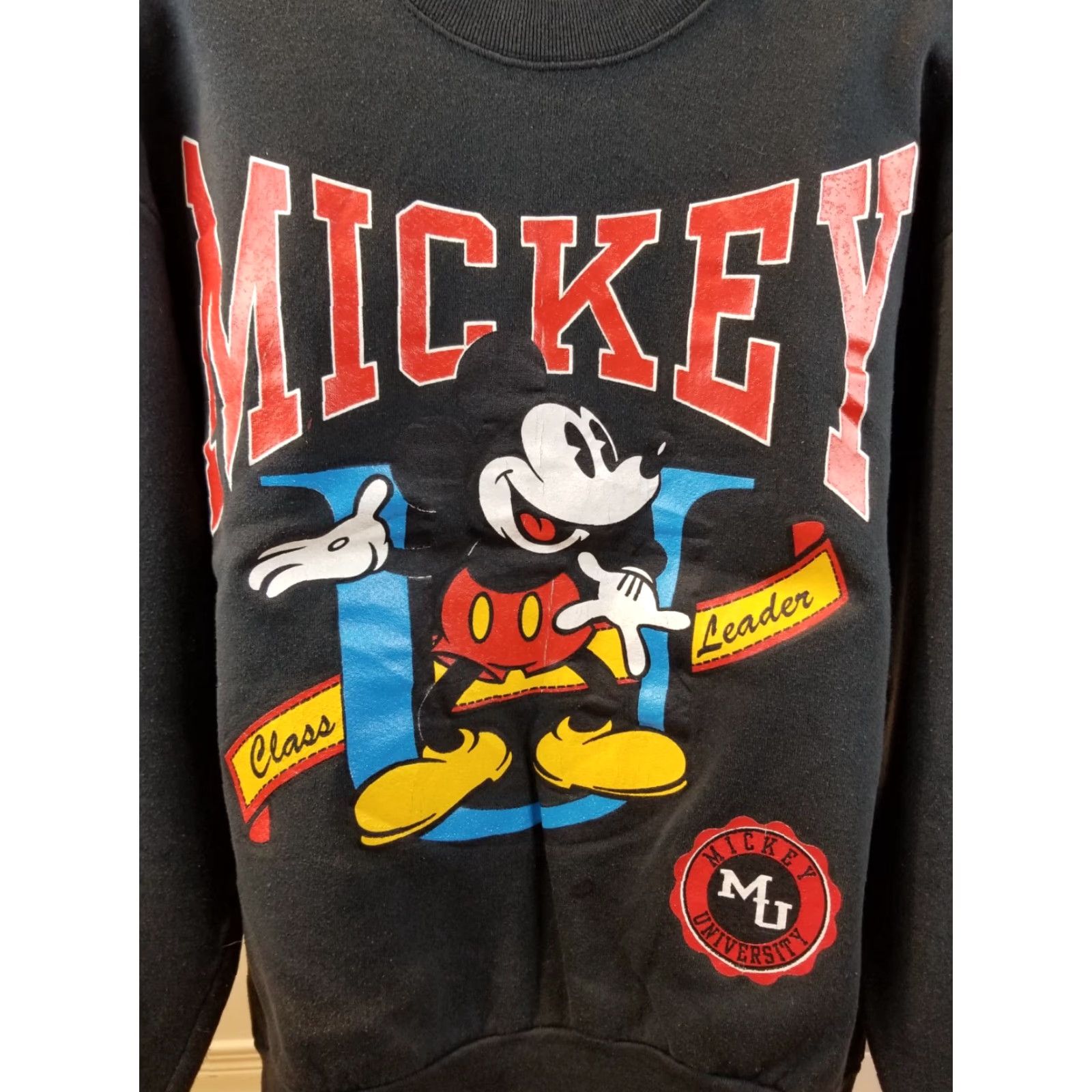 Disney VINTAGE Mickey MOUSE Disney BLACK Sweatshirt SZ LARGE Mens Sweatshirt 80s 21in Cross Shoulder 23in Top to Bottom 26in Size US L / EU 52-54 / 3 - 2 Thumbnail