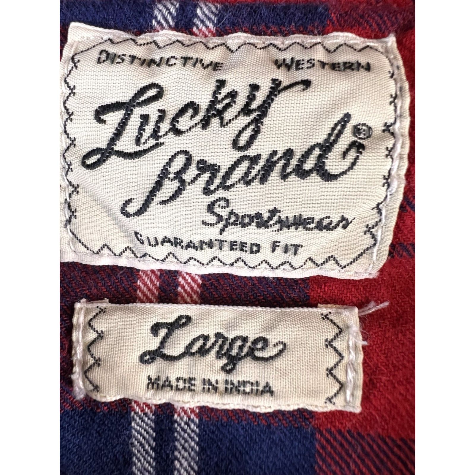 Lucky Brand Lucky Brand Flannel Plaid Shirt Mens L Red Pearl Snap Buttons Western Cowboy Shirt Size US L / EU 52-54 / 3 - 3 Thumbnail