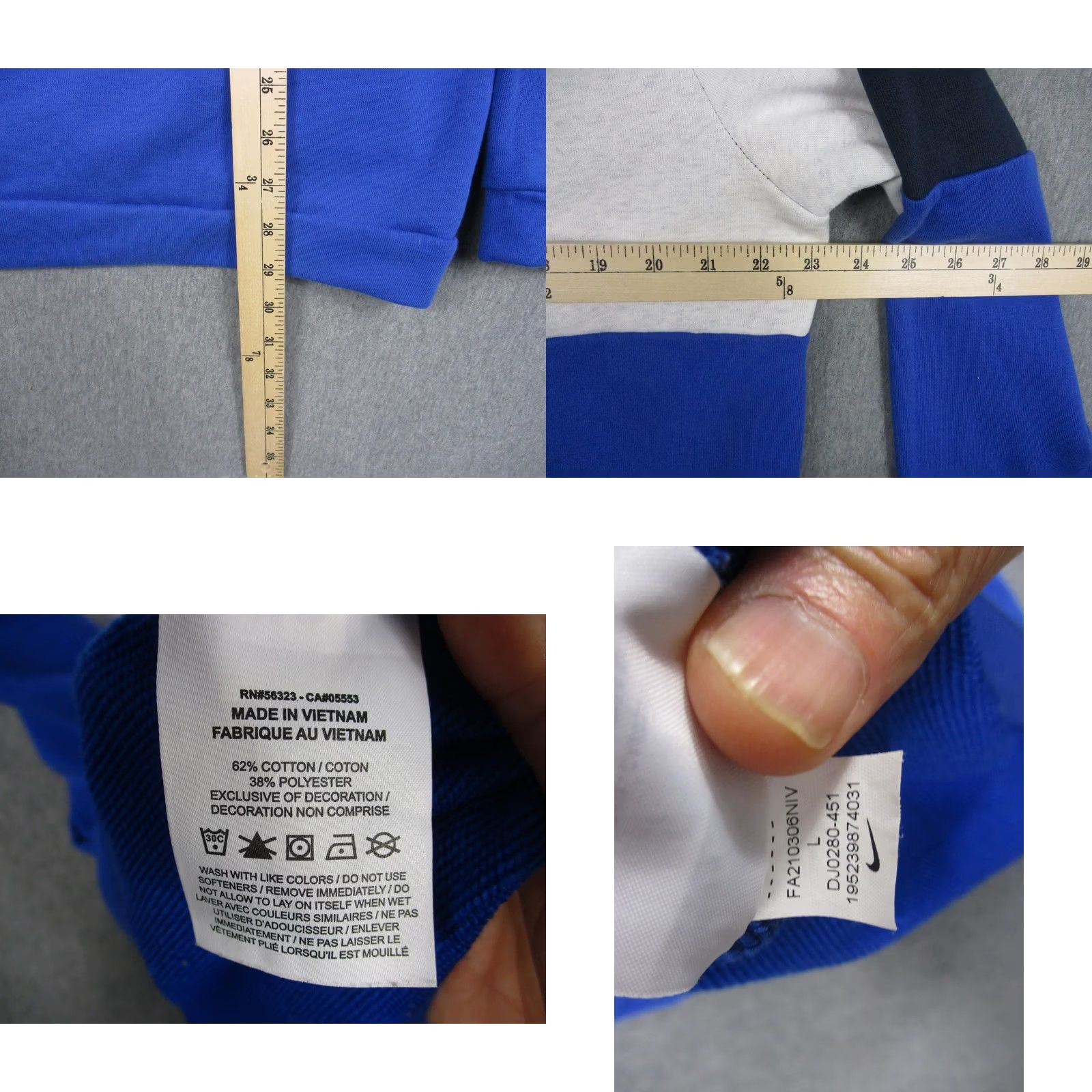 Nike Nike Hoodie Mens Large Blue Colorblock Dri-FIT Pullover Sweatshirt DJ0280-451 Size US L / EU 52-54 / 3 - 8 Thumbnail