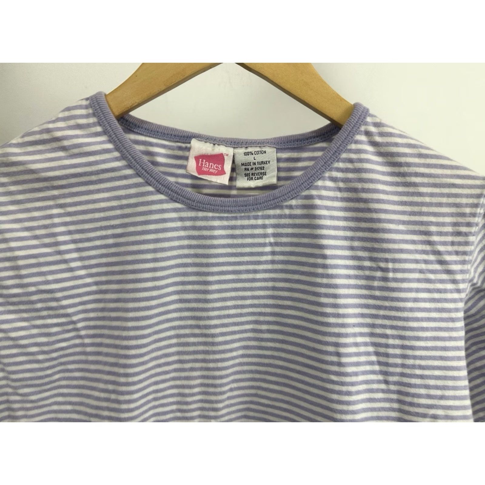 Hanes Hanes VTG Striped Violet Short Sleeve Boxy T-Shirt L Womens Size L / US 10 / IT 46 - 4 Thumbnail