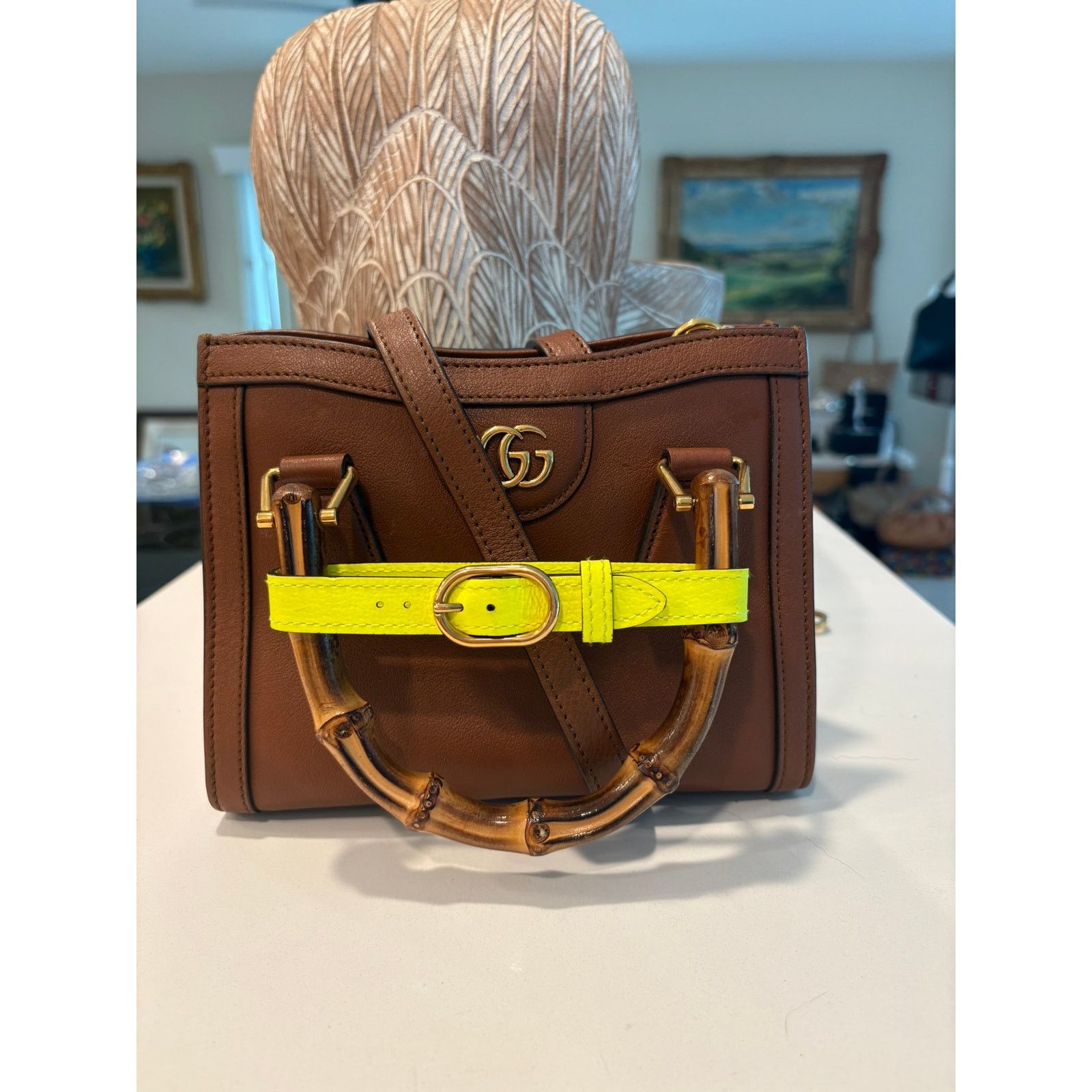 Gucci Gucci Diana Bamboo Handle Small Leather Crossbody Tote Brown Size ONE SIZE - 7 Thumbnail