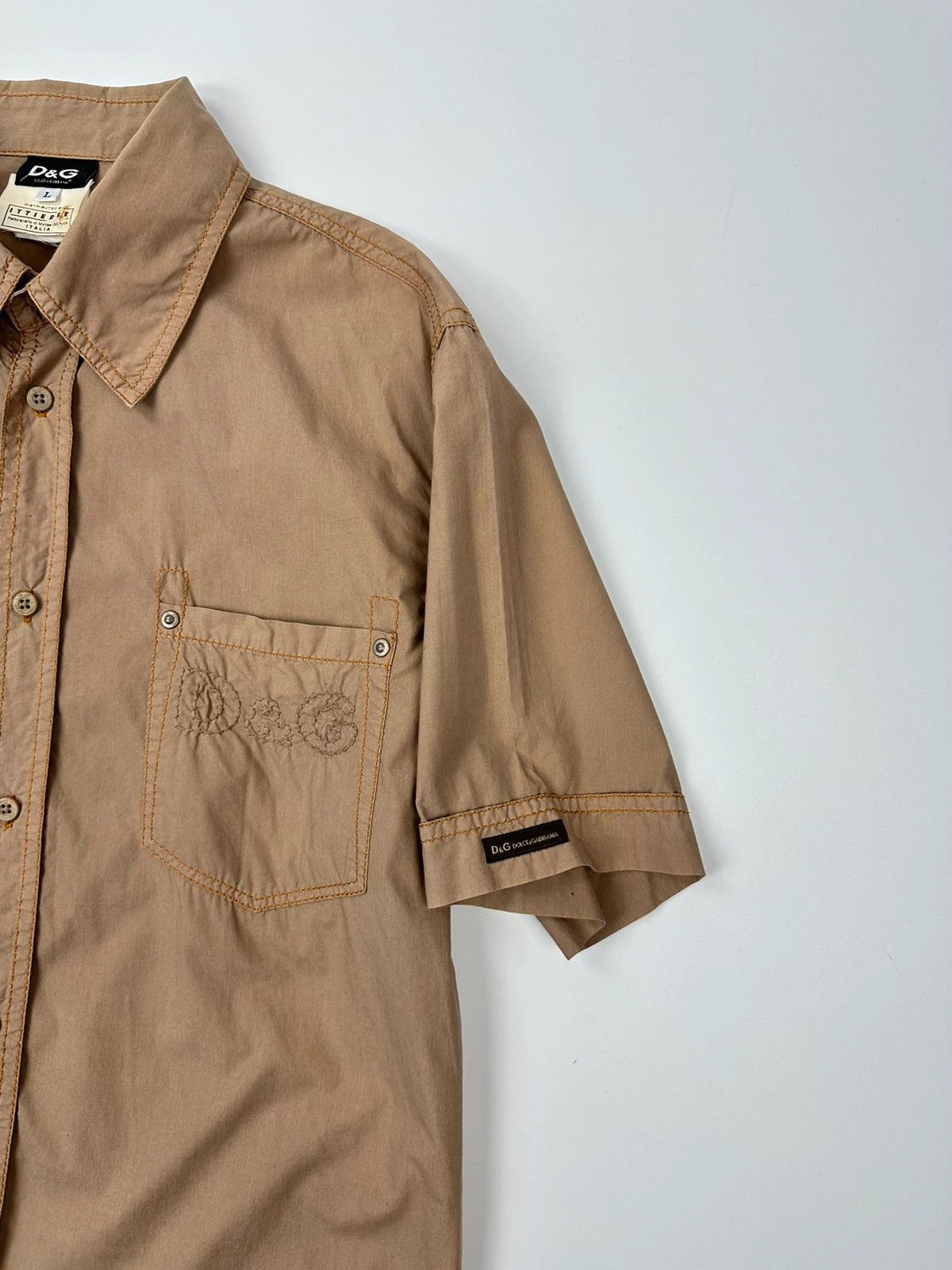 Dolce & Gabbana Dolce & Gabbana 00’s Beige Brown Front Pocket Shirt Size US M / EU 48-50 / 2 - 3 Thumbnail