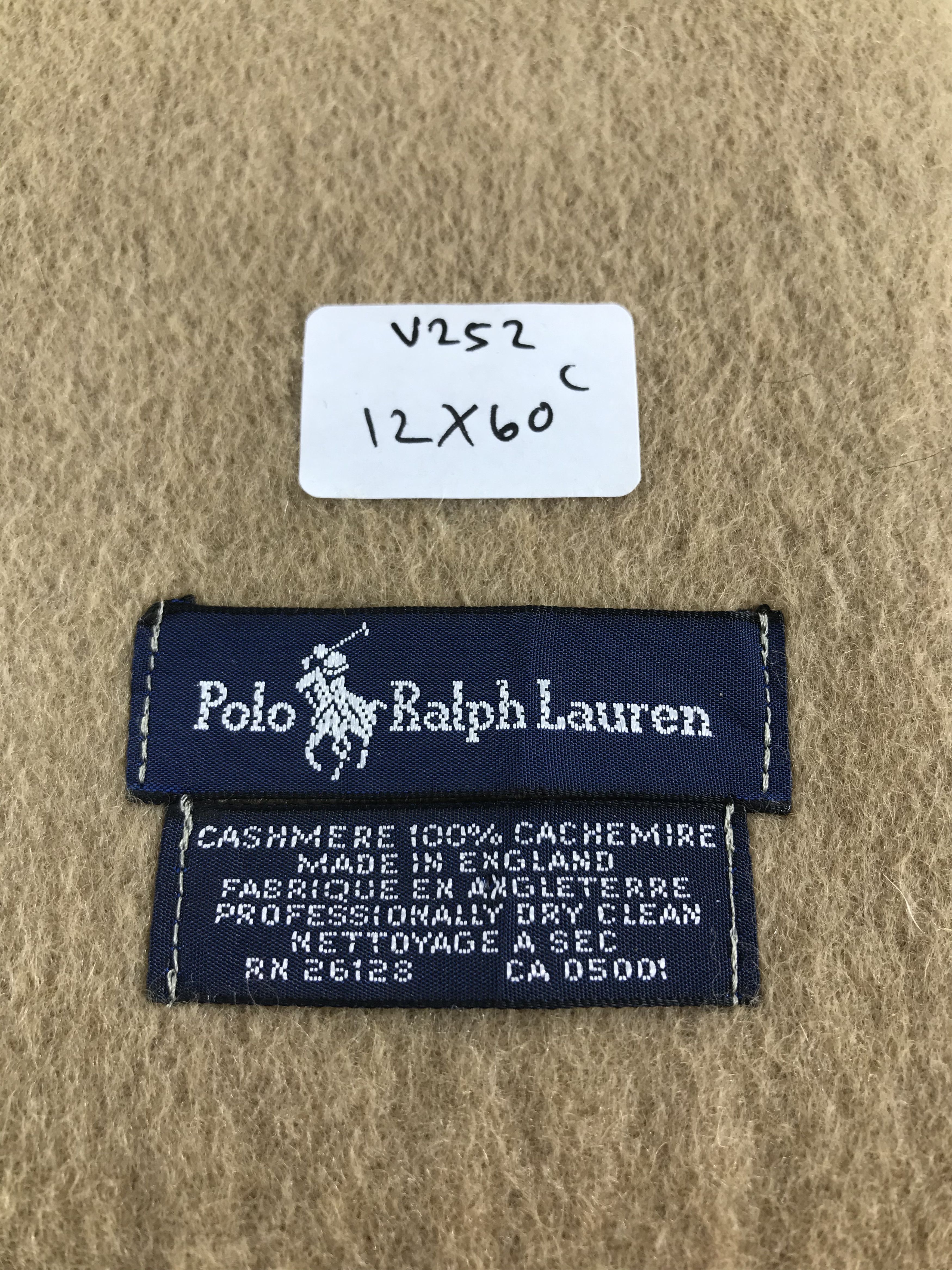 Polo Ralph Lauren Polo Ralph Lauren Tan Cashmere Scarf Muffler V252 Size ONE SIZE - 5 Thumbnail
