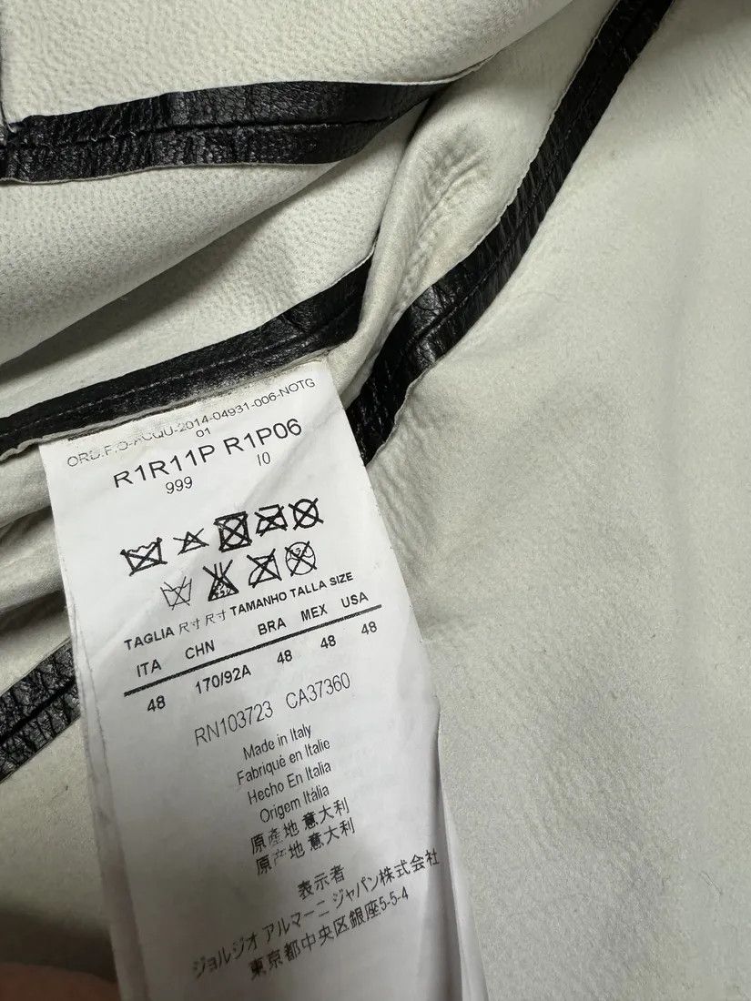 Emporio Armani × Vintage SS2014 Emporio Armani Geometrical Black Leather Jacket Size US S / EU 44-46 / 1 - 9 Thumbnail