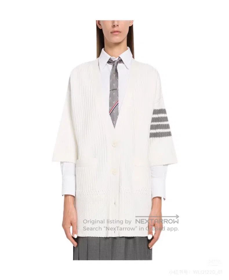 Thom Browne Thom Browne White Knit Cardigan Size US XS / EU 42 / 0 - 6 Thumbnail