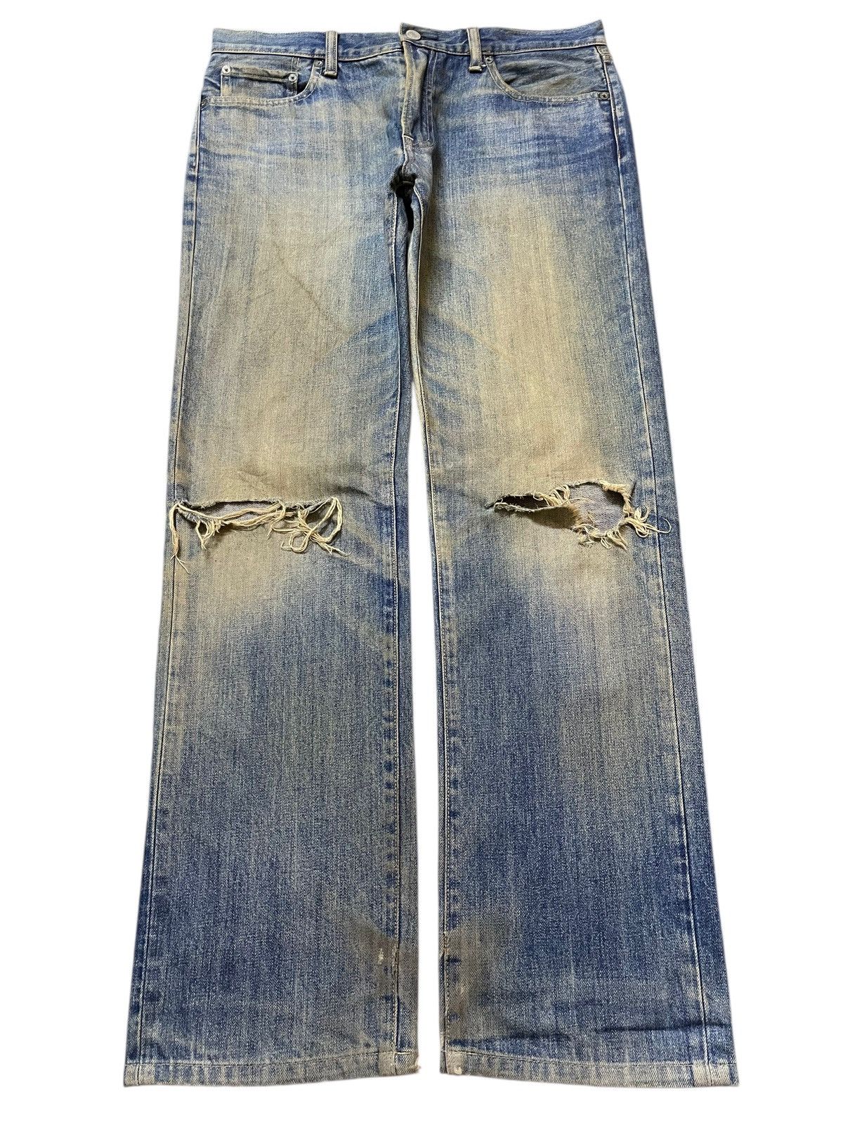 Uniqlo Vintage Japanese Uniqlo Mud Wash Distressed Style Loose Jean Size US 34 / EU 50 - 1 Thumbnail