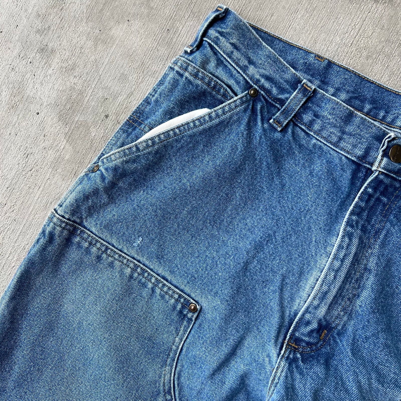 Carhartt × Vintage Carhartt blue denim jeans double knee work carpenter pants Size US 33 - 8 Thumbnail