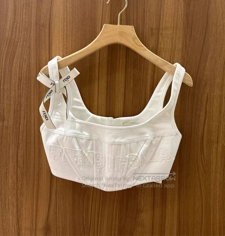 Fendi Fendi White Embroidered Logo Vest Size XS / US 0-2 / IT 36-38 - 1 Thumbnail