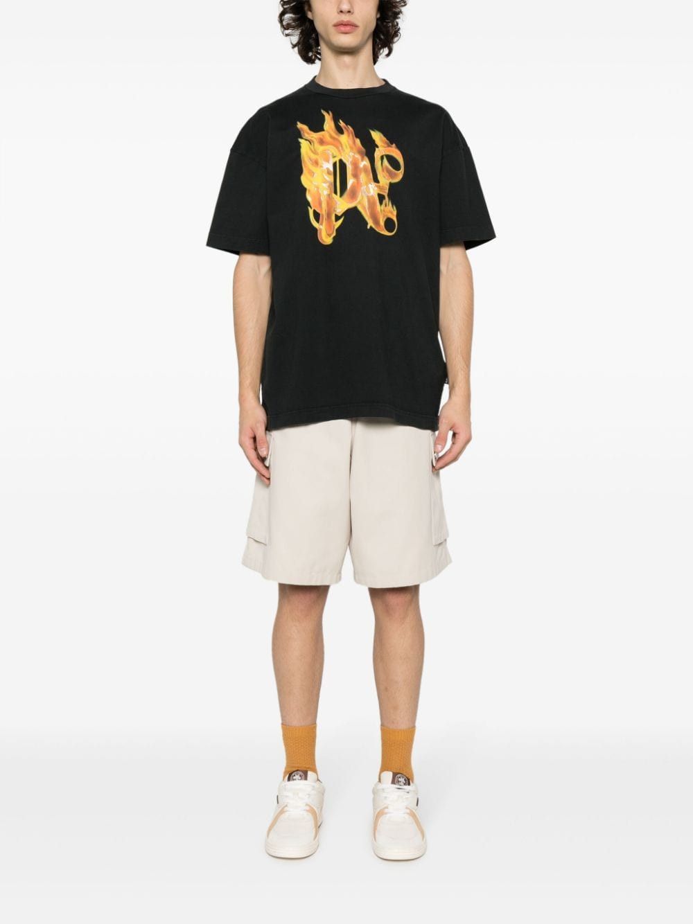 o1s22i1n1224 'Burning Monogram T-Shirt in Black