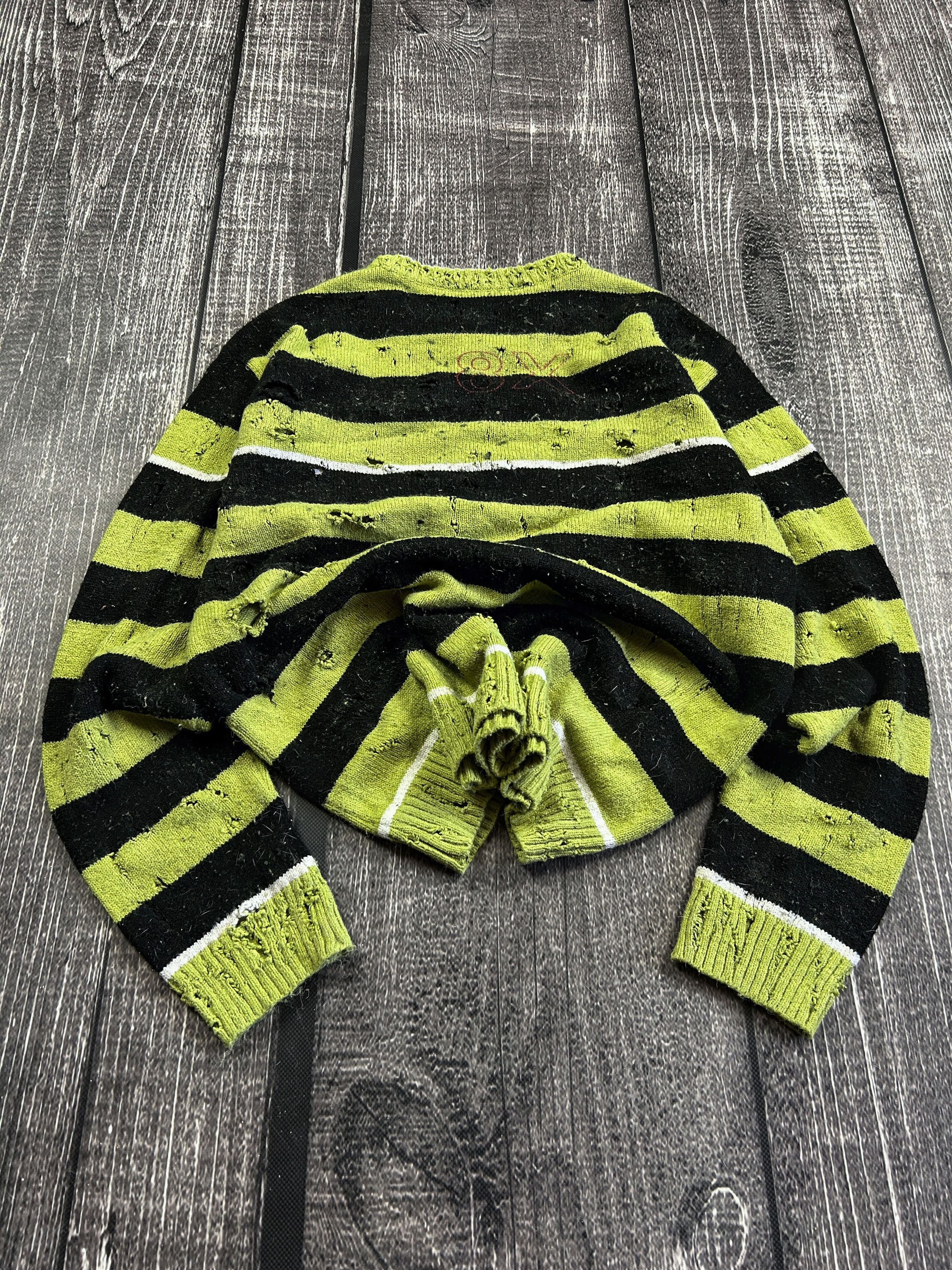 Japanese Brand Y2K Distressed Striped Grunge Knit Sweater Punk Archive Size US M / EU 48-50 / 2 - 7 Thumbnail