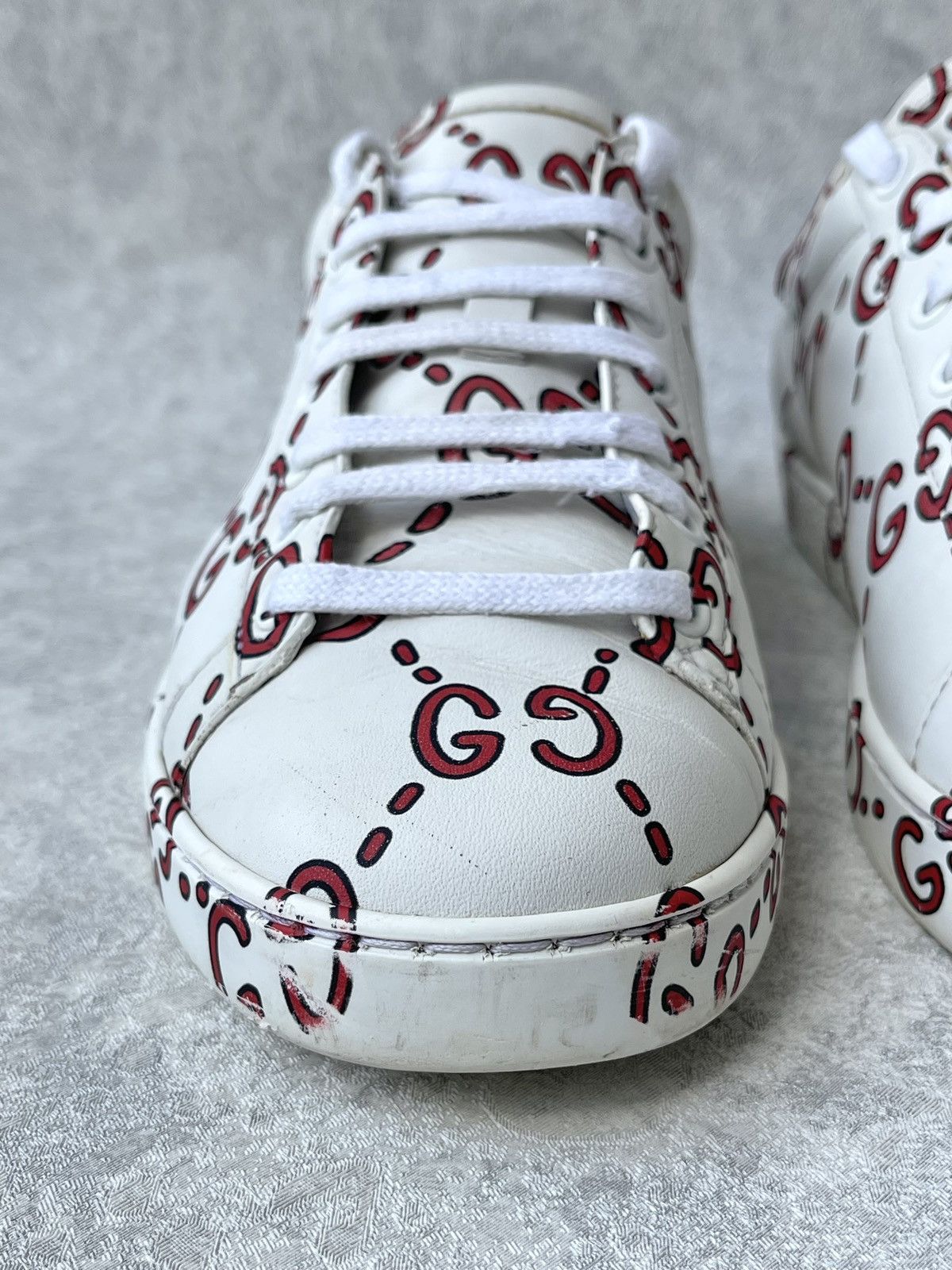 Gucci Gucci Ace Sneaker Ghost Graffiti Print Monogram Trainers Size US 6.5 / IT 36.5 - 6 Thumbnail