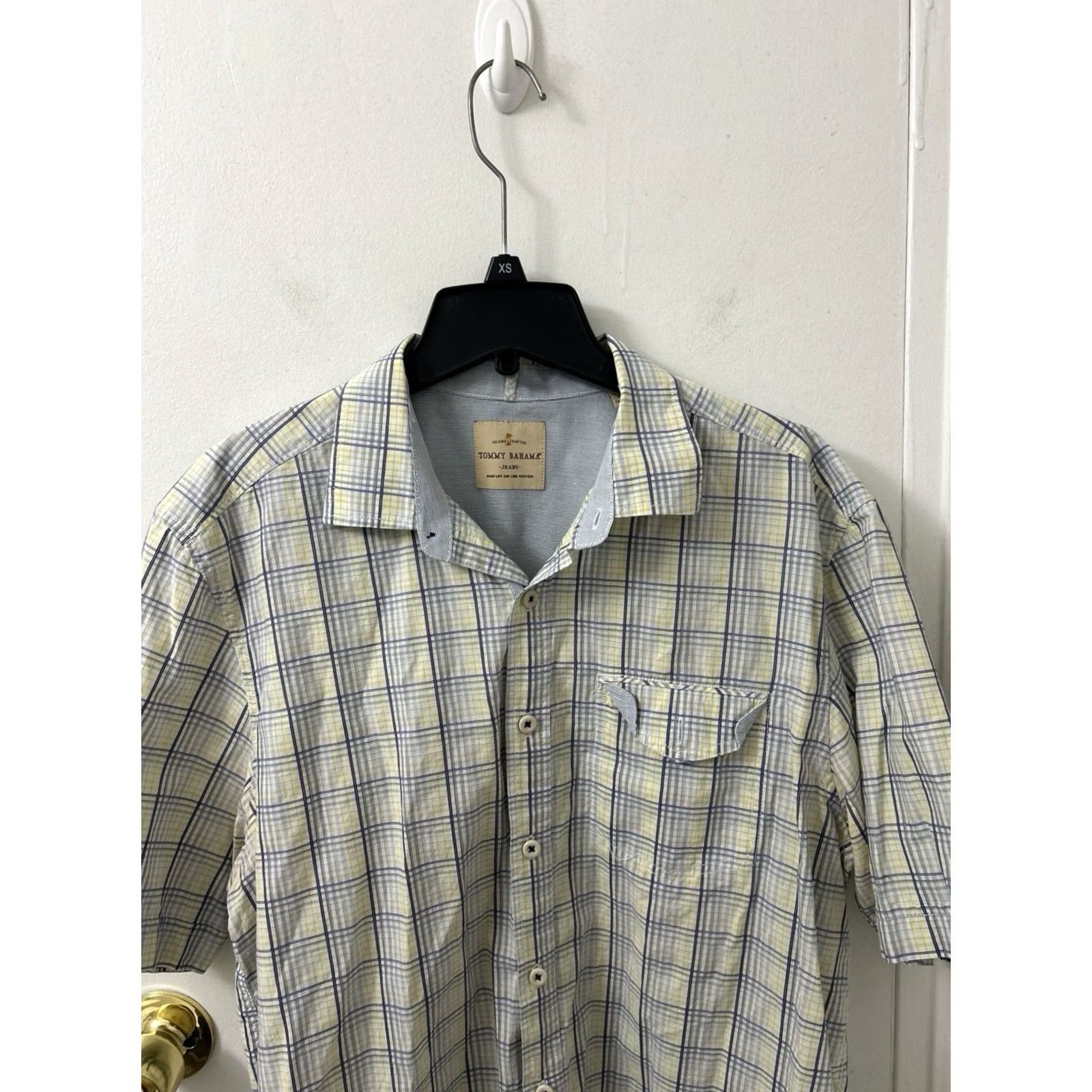 Tommy Bahama VINTAGE Tommy Bahama Button-Up Shirt Mens L Plaid Yellow Blue Island Zone Beach Short Sleeve Button-Down Pockets Casual Summer Spring Cotton Oxford Size US L / EU 52-54 / 3 - 2 Thumbnail