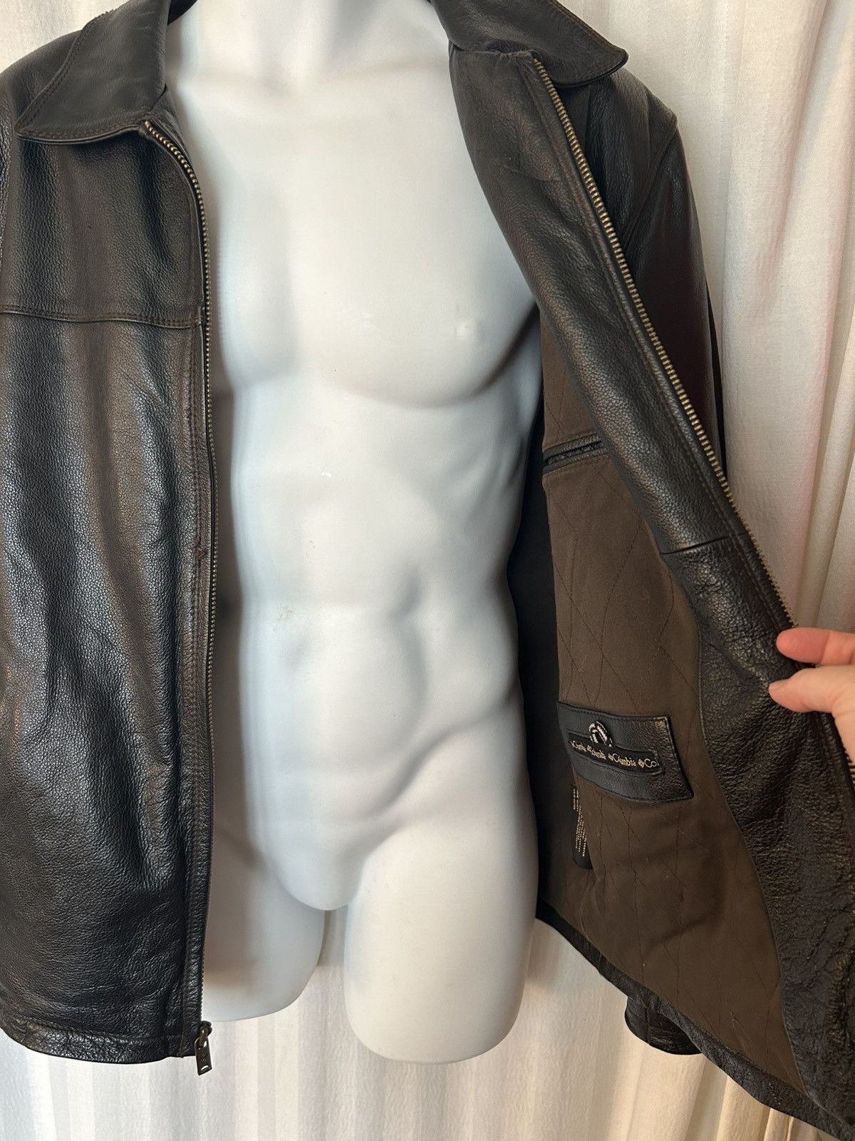 Columbia Jacket: columbia leather coat with quilted lining lg Size US L / EU 52-54 / 3 - 6 Thumbnail