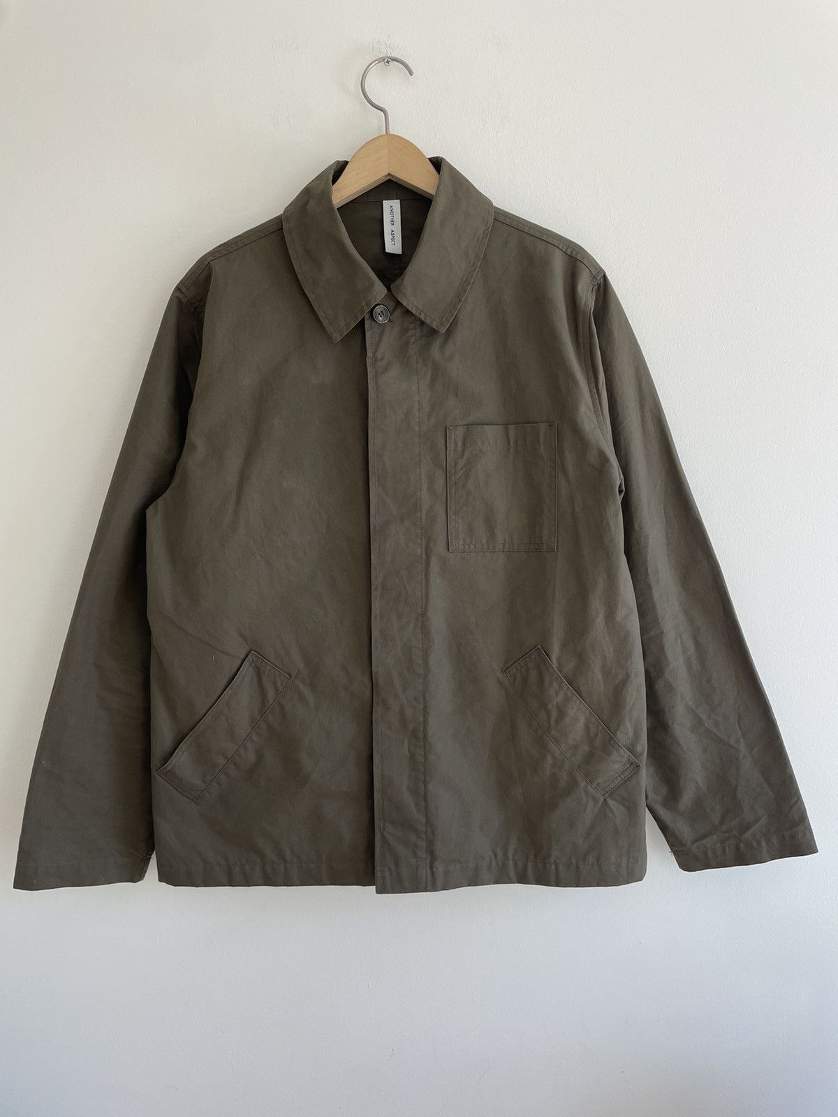 image of Another Aspect Another Overshirt 2.0 Waxed Cotton Size L Olive, Men's