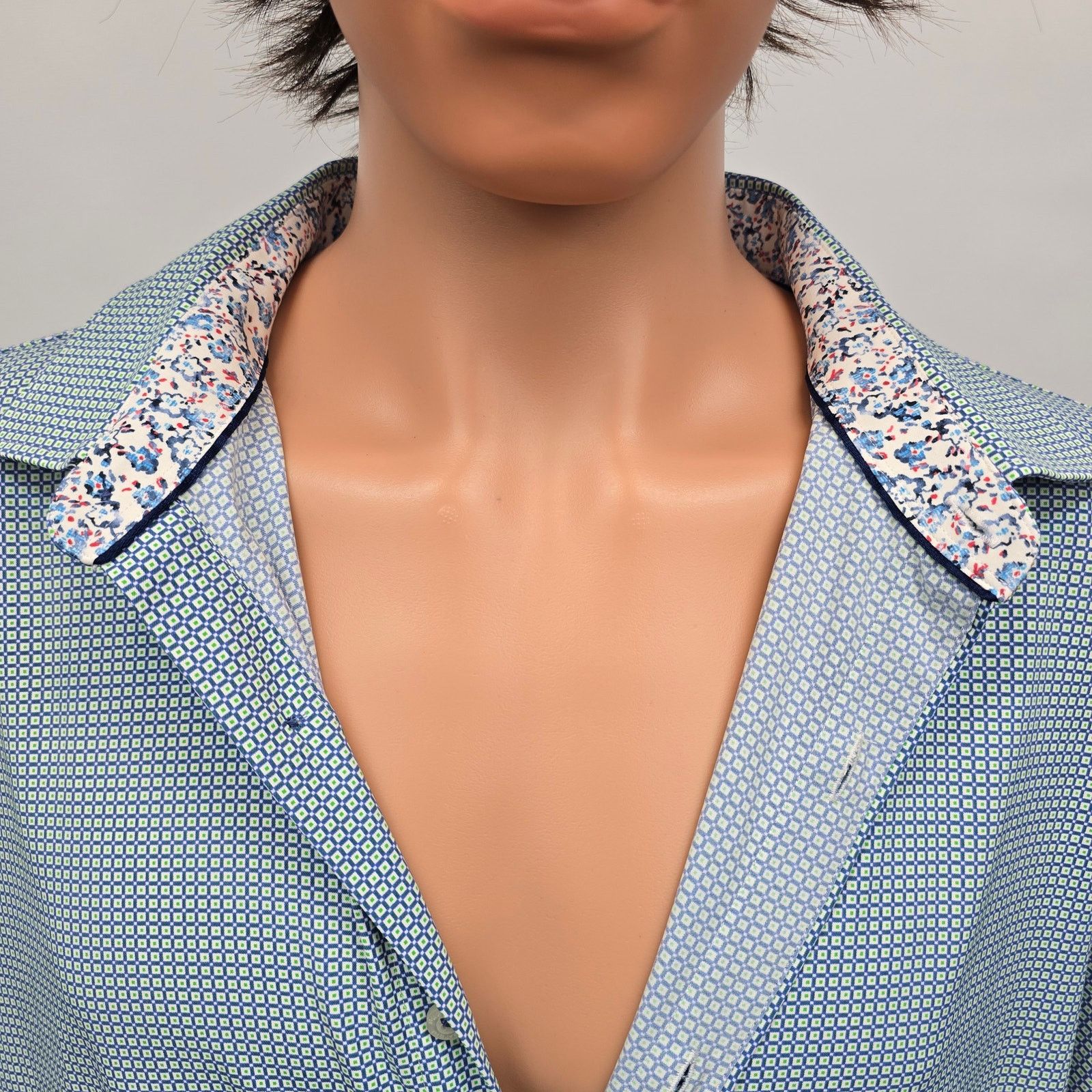BUGATCHI BUGATCHI Comfort Stretch Shirt 2X Geo Print Floral Flip Cuff Size US XXL / EU 58 / 5 - 5 Thumbnail