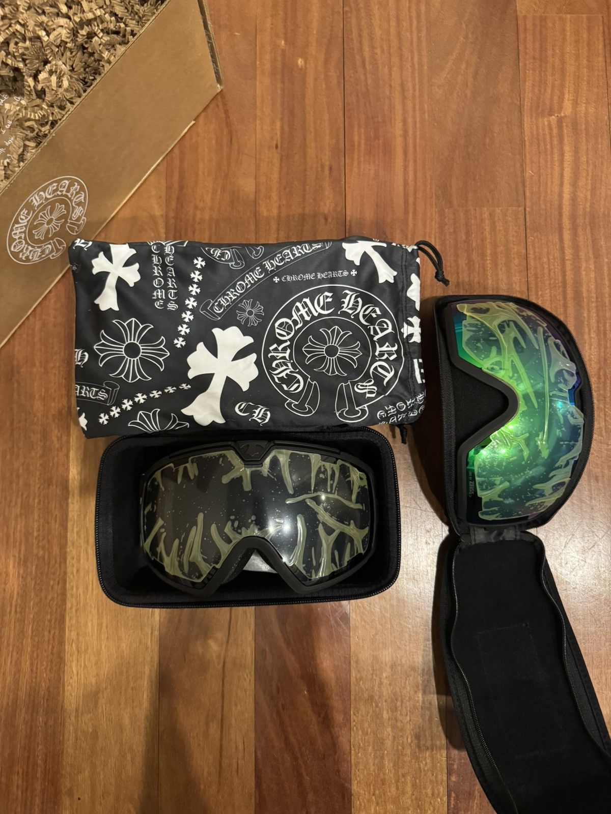 Chrome Hearts Chrome Hearts Ski Goggles – Black Leather / Silver Hardware Size ONE SIZE - 1 Thumbnail